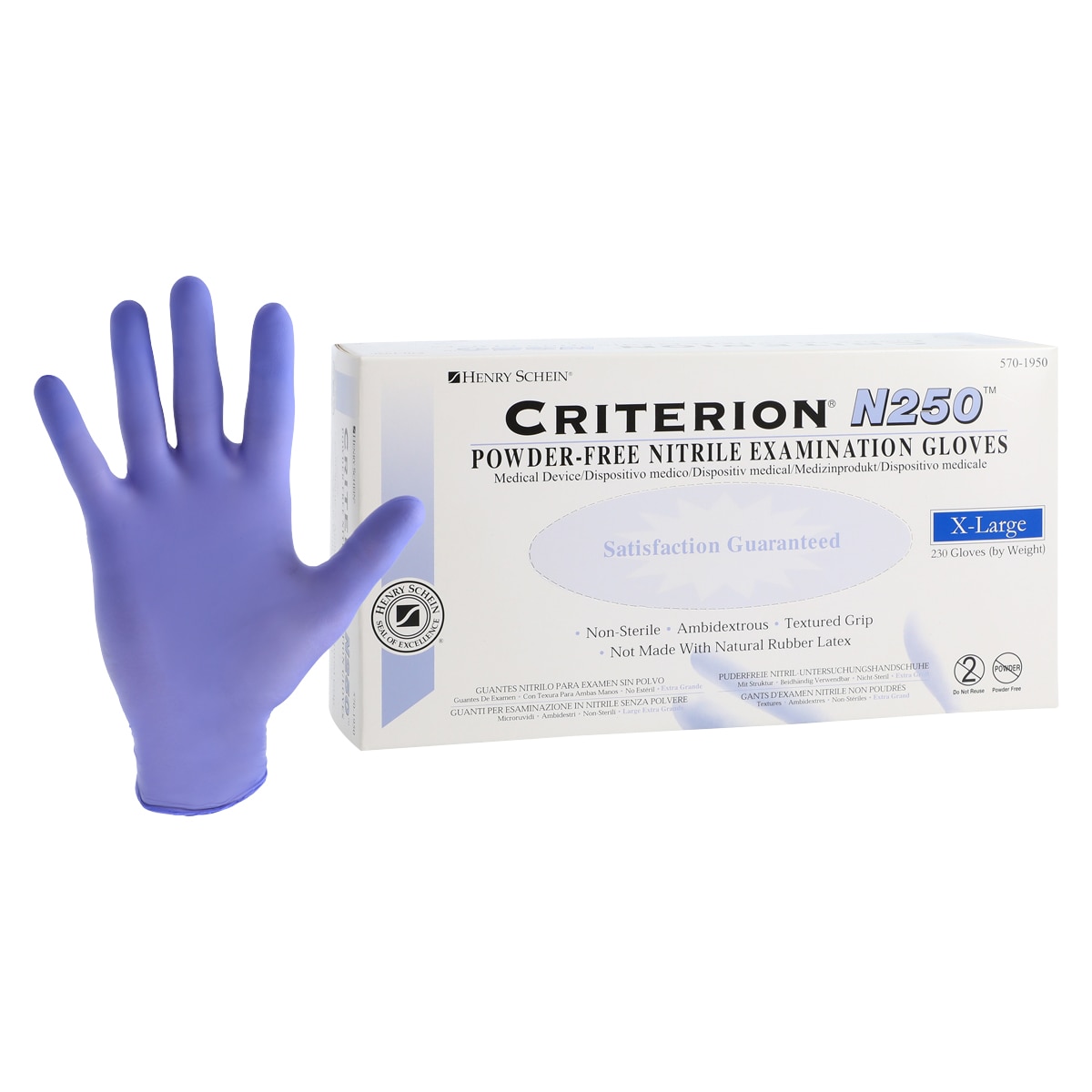 Criterion N250 Nitrile Exam Gloves, Powder Free, Non-Sterile, X-Large, Lilac, 230/Box - Criterion N250 Glove - Image 1