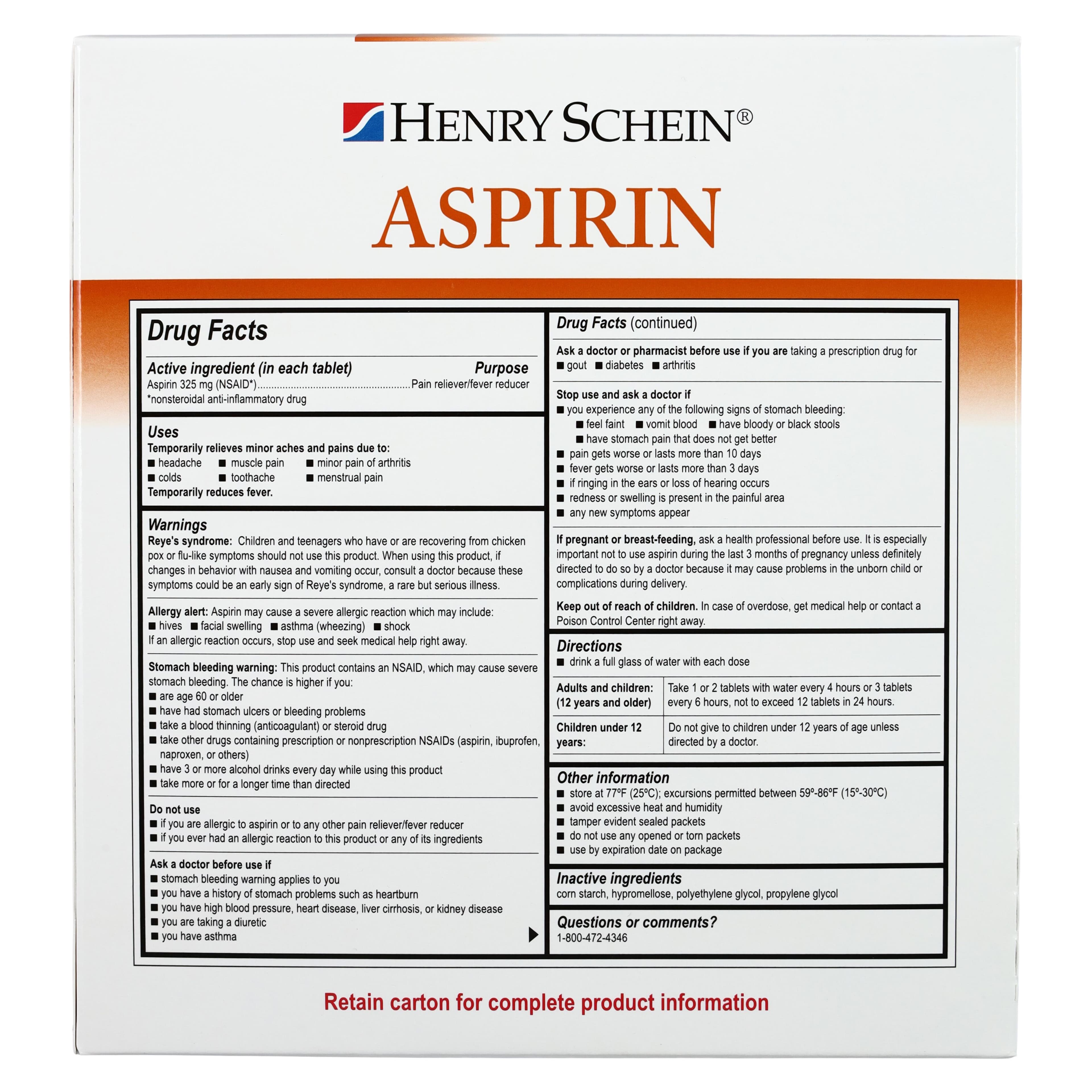 Aspirin Pain Reliever Tablets, 325mg, 250 Packets/Box, 2 Tablets per Packet thumbnail 4