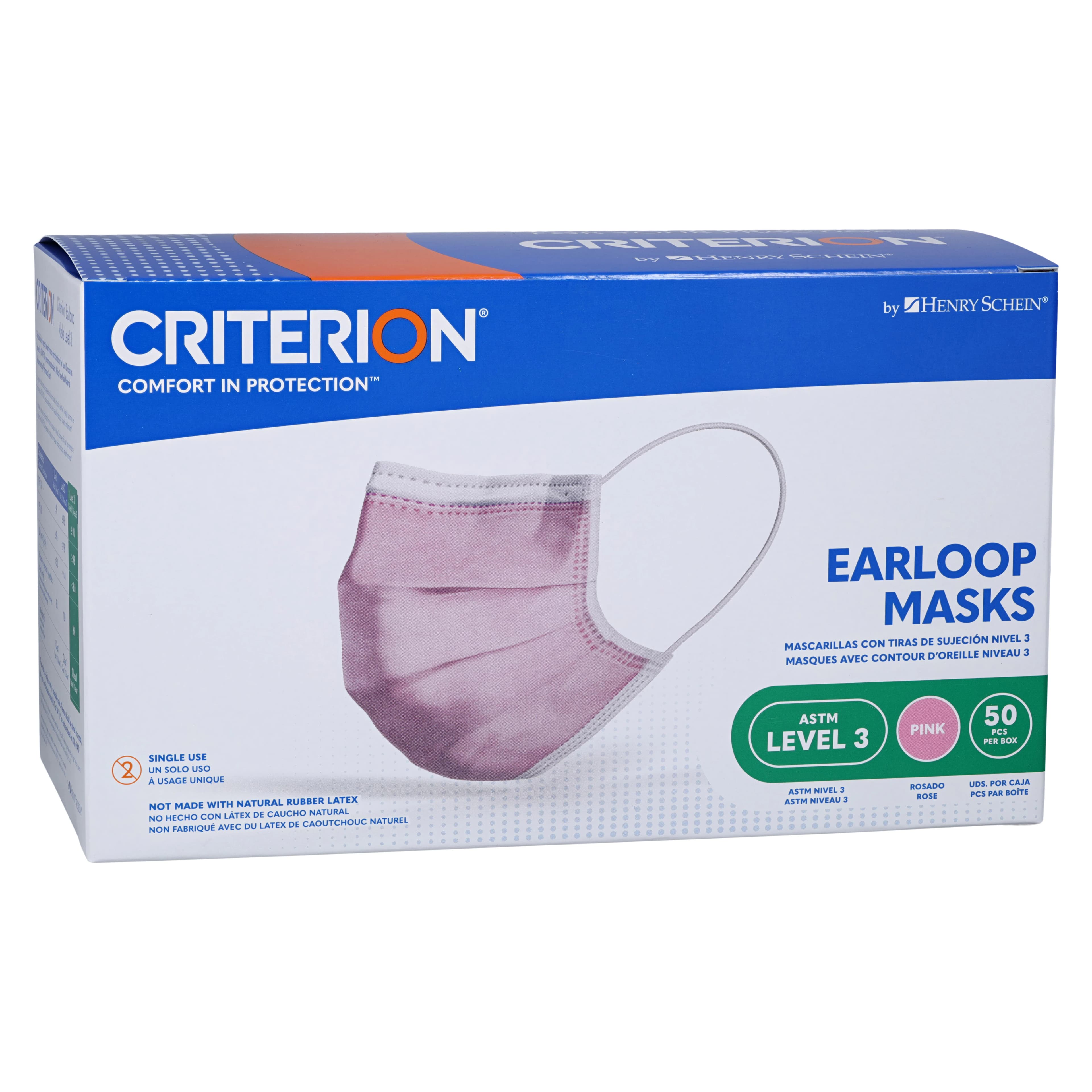 Criterion Earloop Masks ASTM Level 3, Pink, Adult, Latex-Free, 50/Box thumbnail 4
