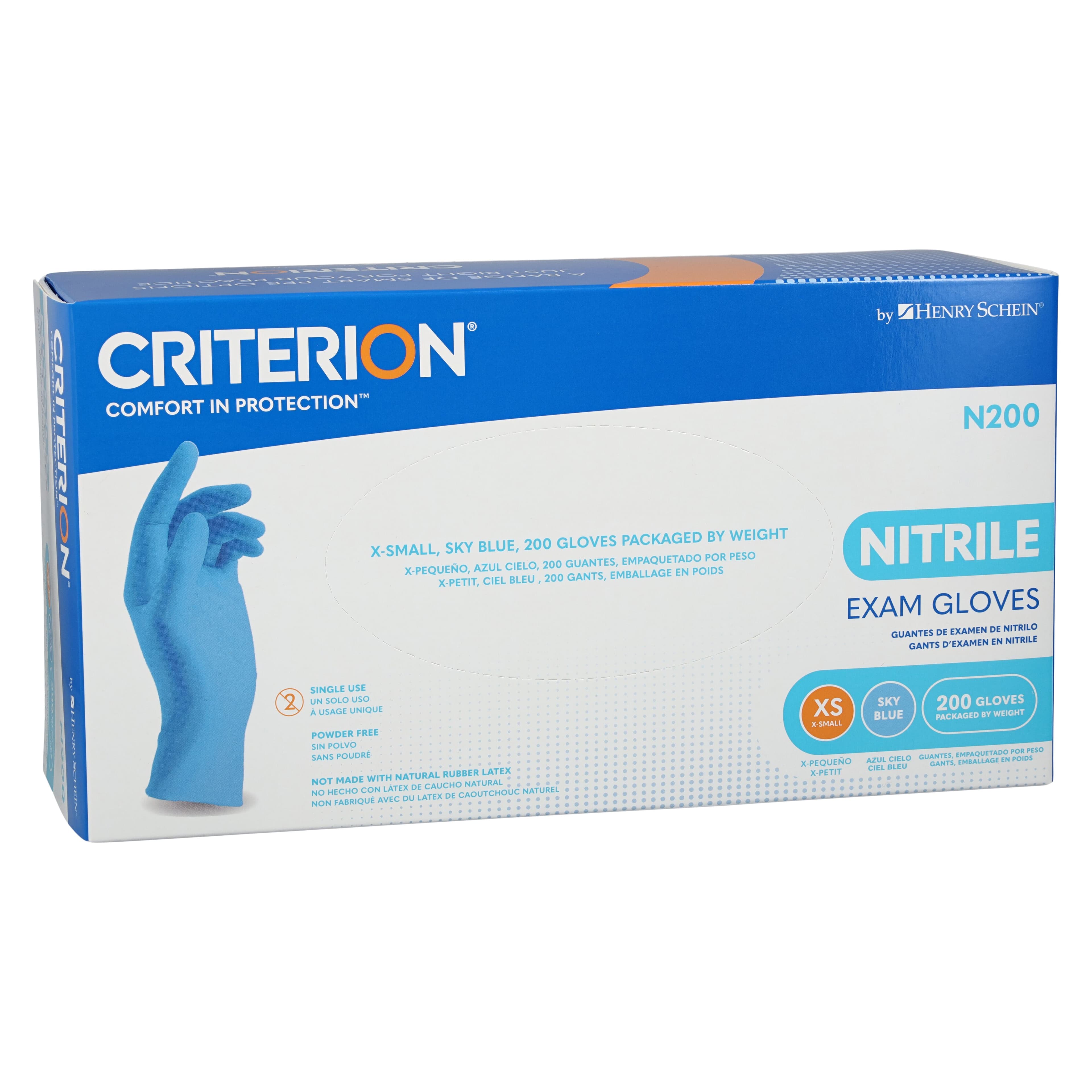 Criterion N200 Nitrile Exam Gloves, X-Small, Sky Blue, Non-Sterile, 200/Box thumbnail 3