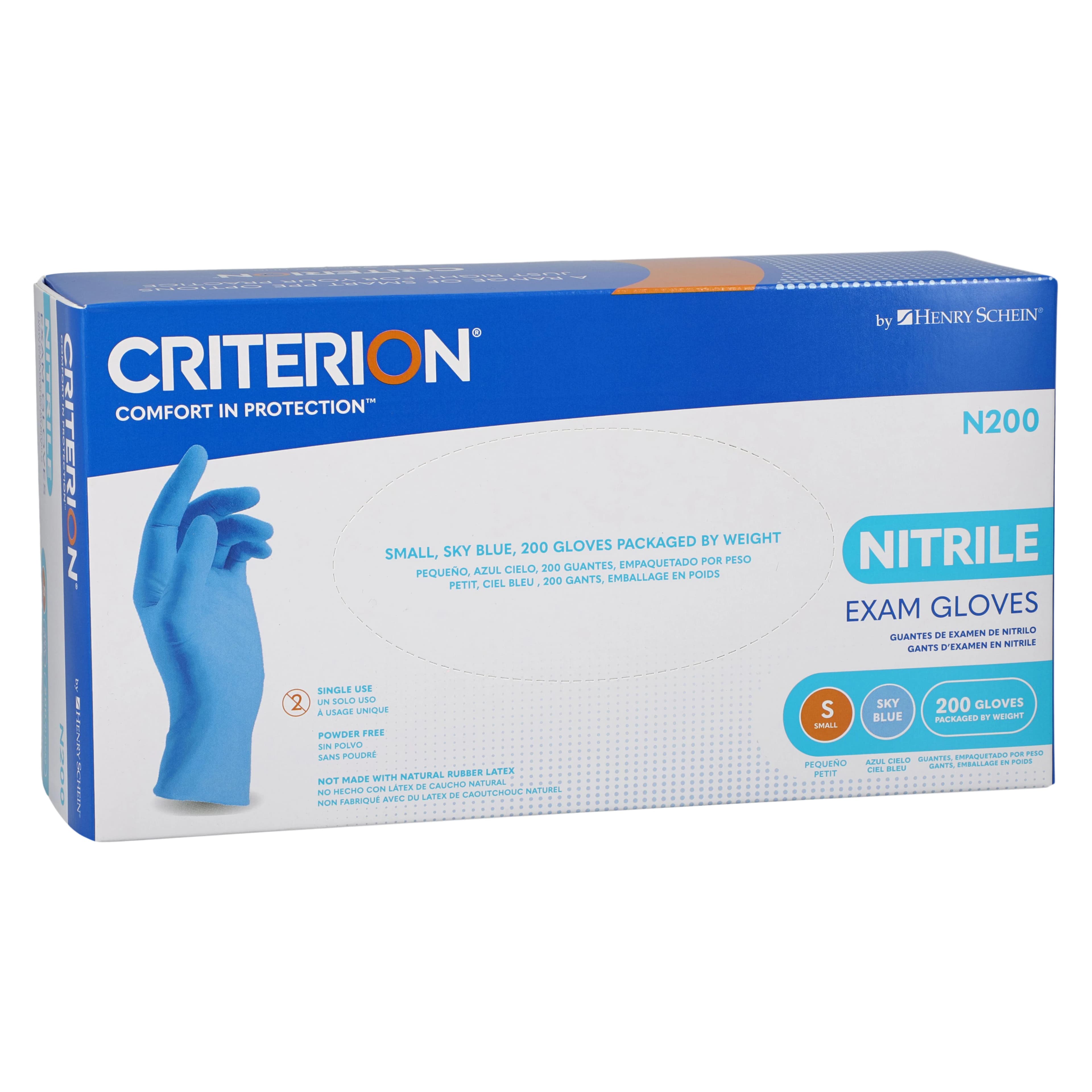 Criterion N200 Nitrile Exam Gloves, Small, Sky Blue, Non-Sterile, 200/Box thumbnail 3