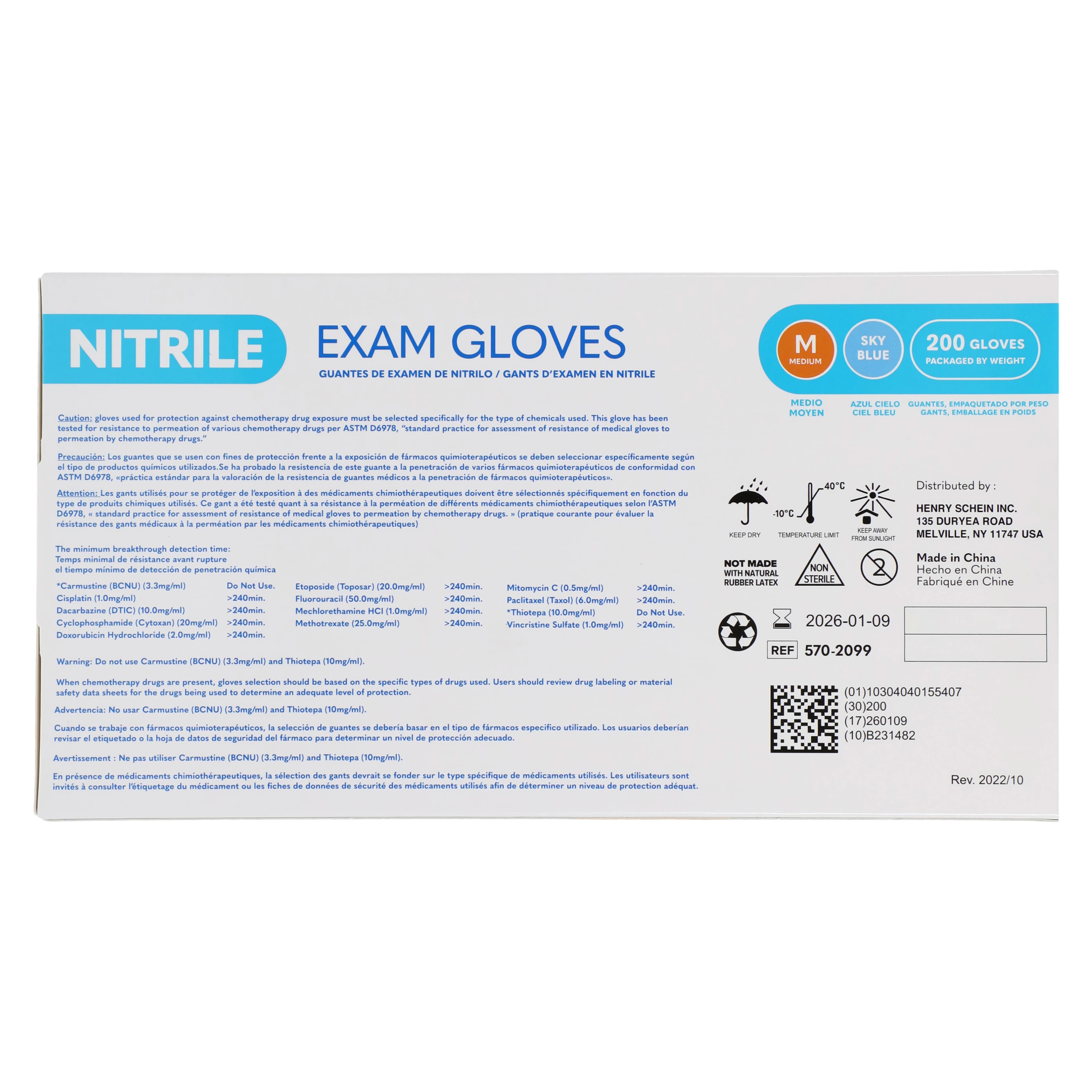 Criterion N200 Nitrile Exam Gloves, Medium, Sky Blue, Non-Sterile, 200/Box thumbnail 7