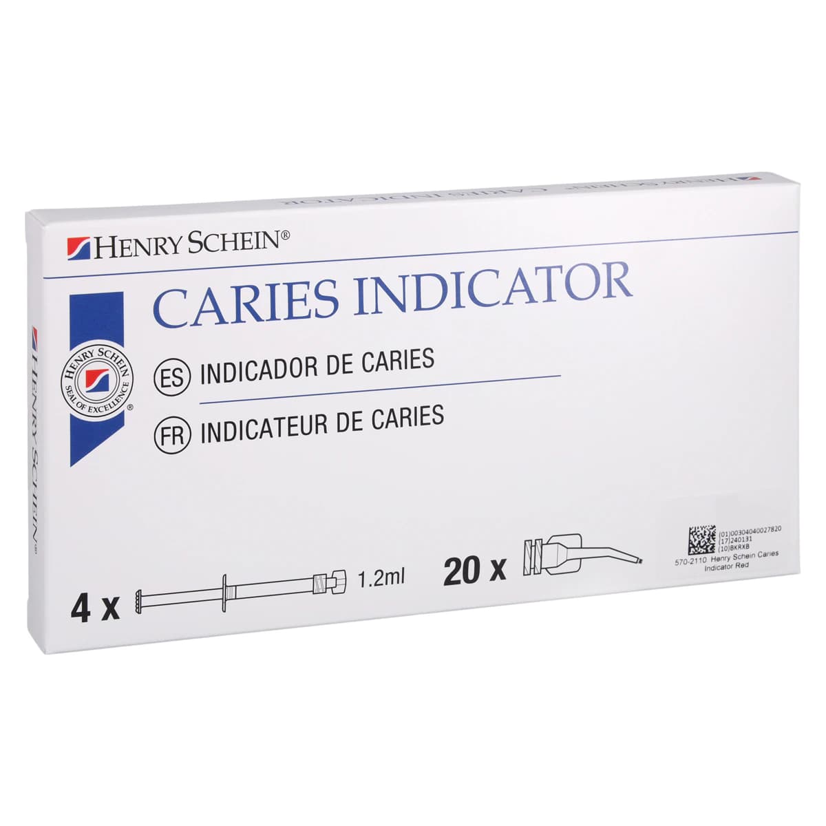 Henry Schein Caries Indicator, 1.2 mL Syringe, Red, 4/Box - Caries Indicator Syr Red - Image 1