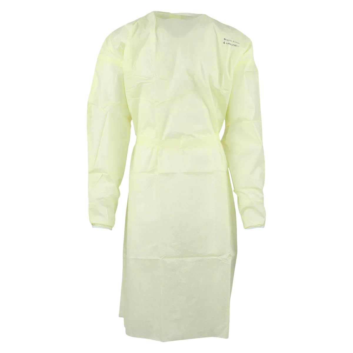 Isolation Gowns AAMI Level 1 SMS, Adult Large, Yellow, Knee Length, Non-Sterile, 10/Bag - Isolation Gowns AAMI 1 Yellow - Image 1
