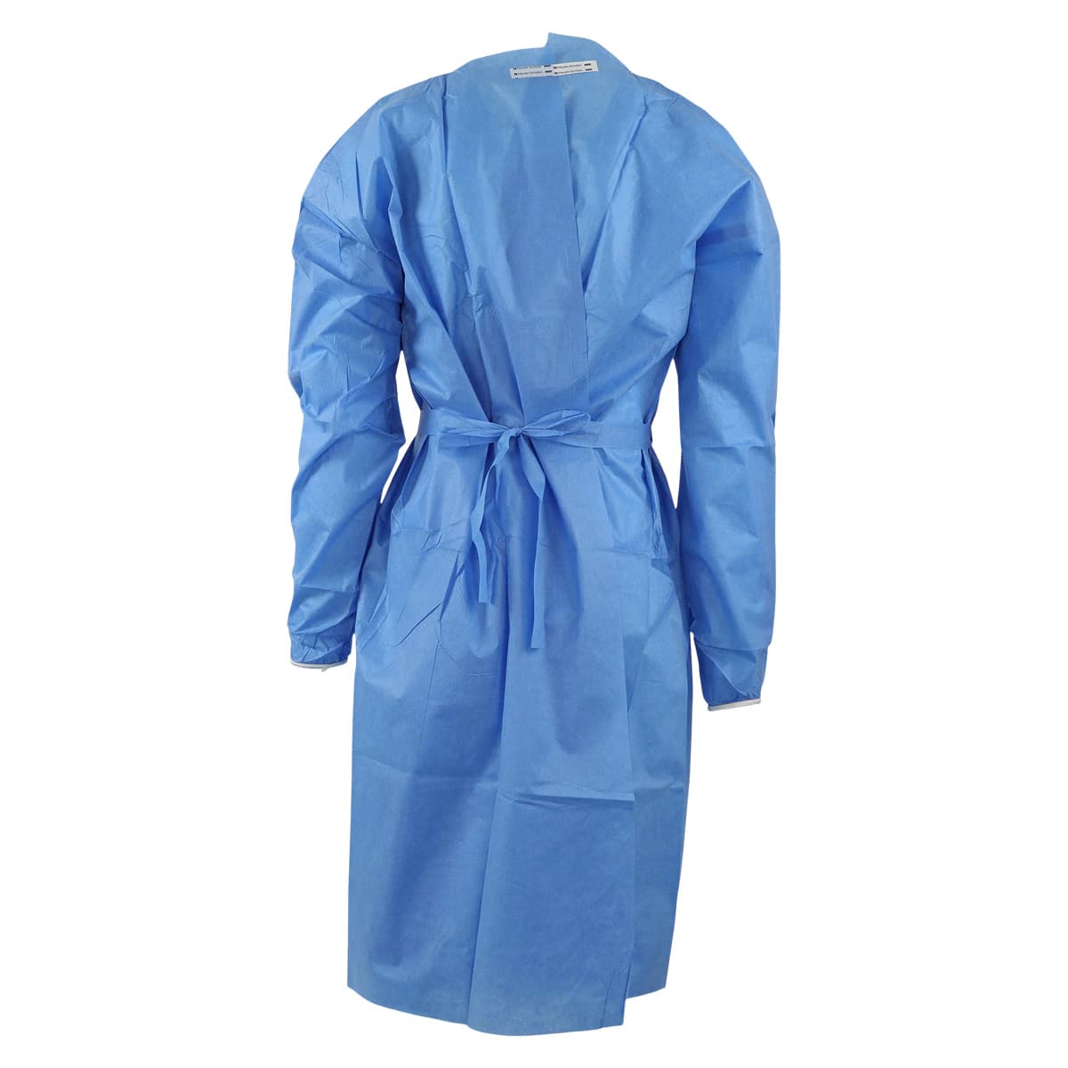 Isolation Gowns AAMI Level 2 SMS, Adult X-Large, Blue, Knee Length, Non-Sterile, Round Neck, Tie Closure, Elastic Cuff, Long Sleeves, 10/Bag thumbnail 3