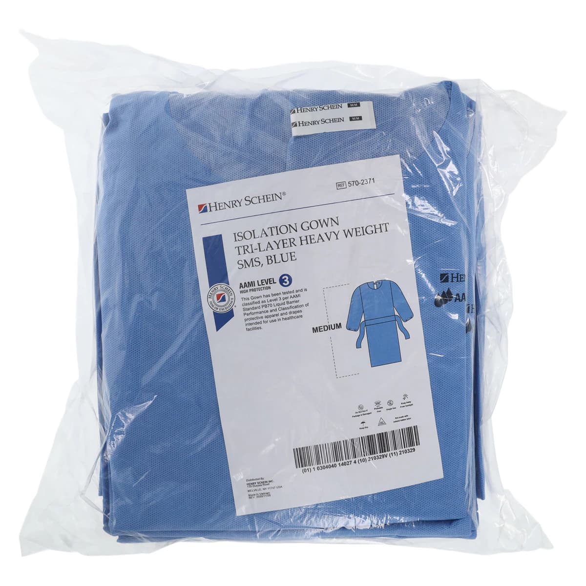 Isolation Gowns AAMI Level 3 SMS, Adult Medium, Blue, Non-Sterile, Tie Closure, Long Sleeves, 10/Bag thumbnail 6