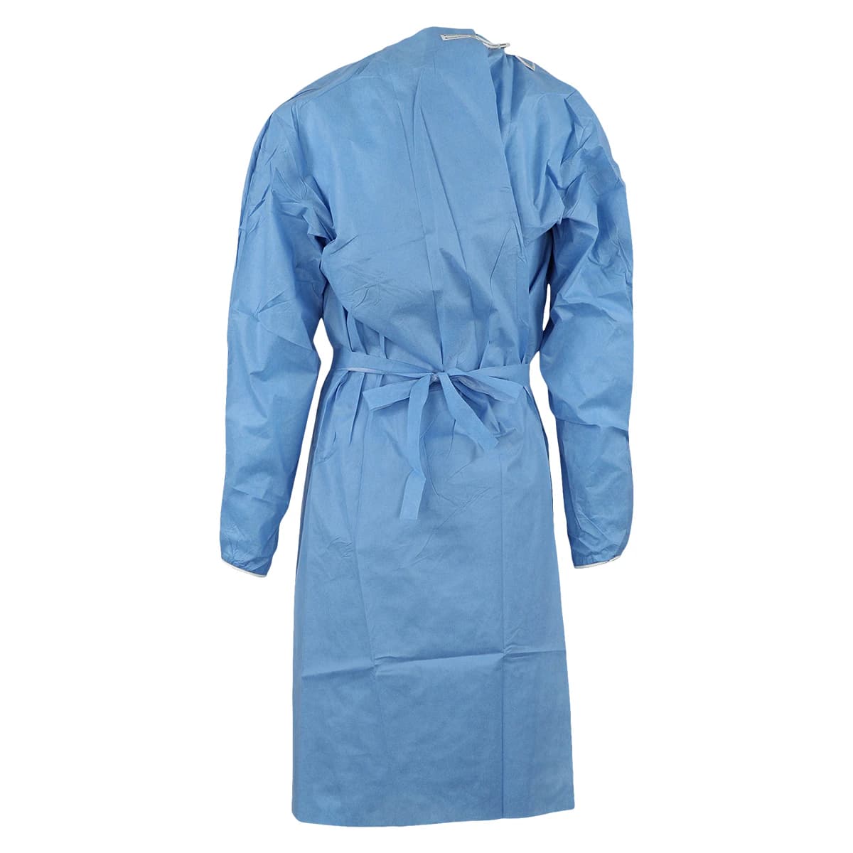 Isolation Gowns AAMI Level 3 SMS, Adult Large, Blue, Knee Length, Non-Sterile, Round Neck, Tie Closure, Elastic Cuff, Long Sleeves, 10/Bag thumbnail 3