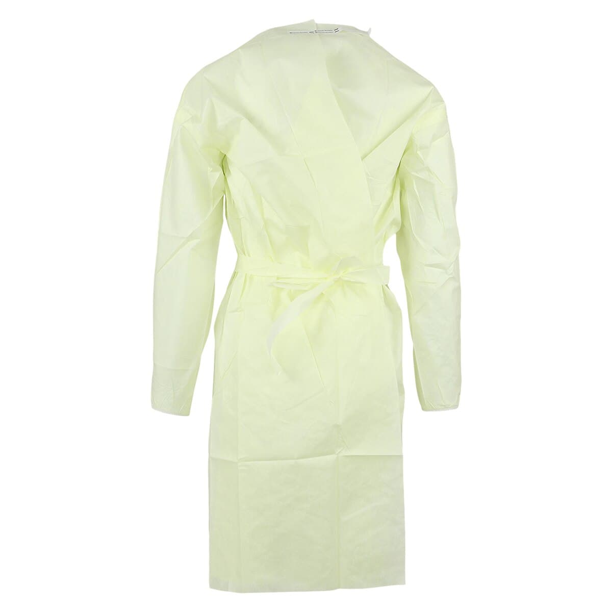 Isolation Gowns AAMI Level 3 SMS, Adult Large, Yellow, Knee Length, Non-Sterile, Round Neck, Tie Closure, Elastic Cuff, Long Sleeves, 10/Bag thumbnail 3