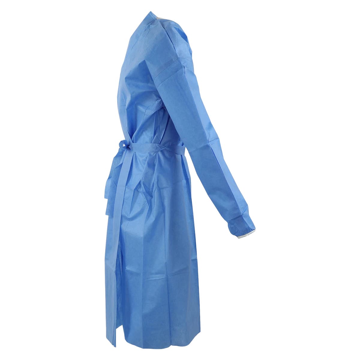Isolation Gowns AAMI Level 2 SMS, Adult Medium, Blue, Non-Sterile, Tie Closure, Long Sleeves, 10/Bag thumbnail 2