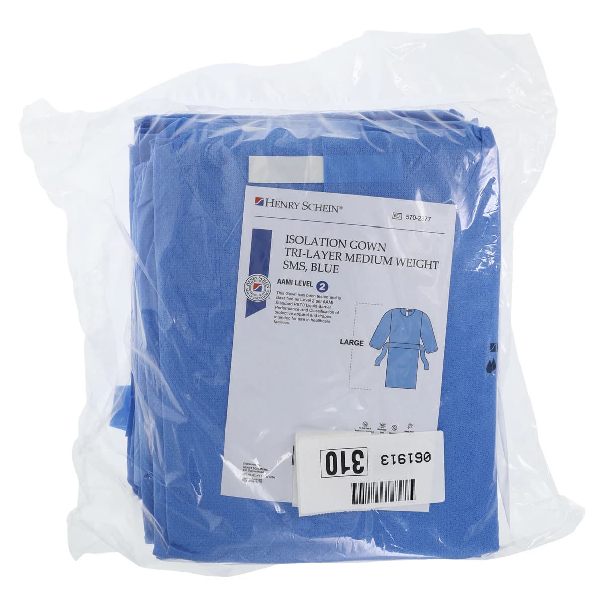 Isolation Gowns AAMI Level 2 SMS, Adult Large, Blue, Knee Length, Non-Sterile, 10/Bag thumbnail 6