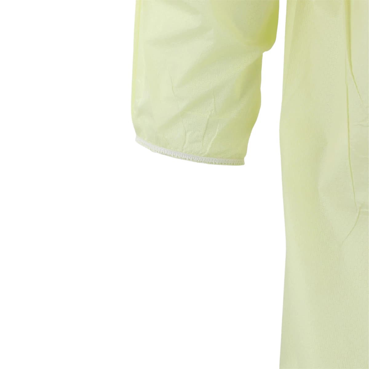 Isolation Gowns AAMI Level 2 SMS, Adult Large, Yellow, Knee Length, Non-Sterile, Round Neck, Tie Closure, Elastic Cuff, Long Sleeves, 10/Bag thumbnail 4