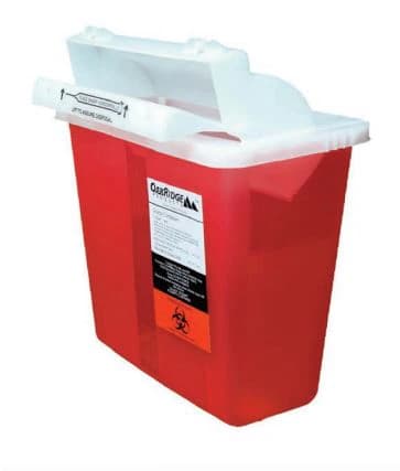 Essentials 5QT Sharps Container, Red, Counterbalanced Lid, Polypropylene, 23.75x17.25x11.5", Non-Sterile, Disposable, Each - Essentials 5QT Sharps Containe - Image 1