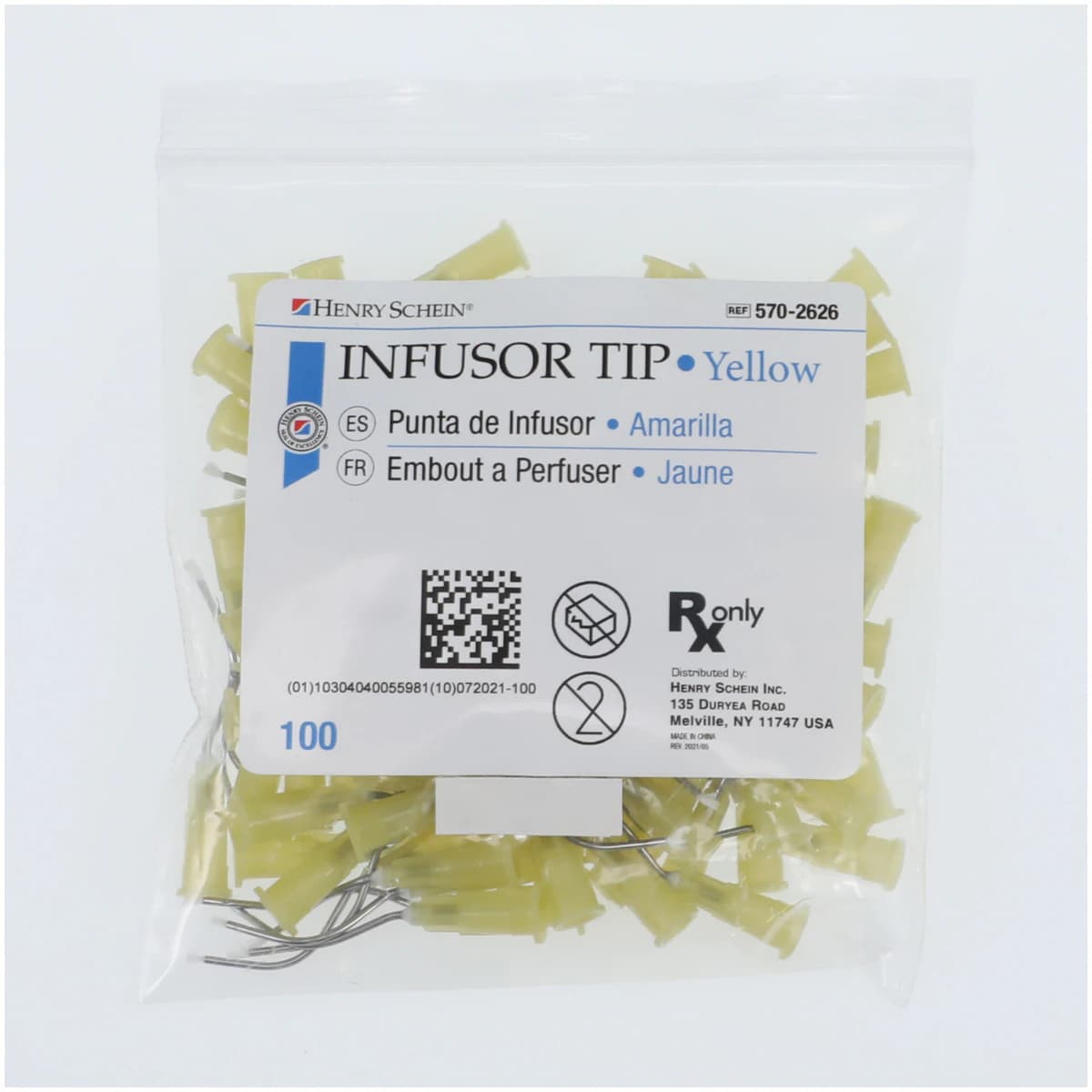 Prebent Infusor Syringe Tips, Light Yellow, 19 Gauge, 100/Box thumbnail 2