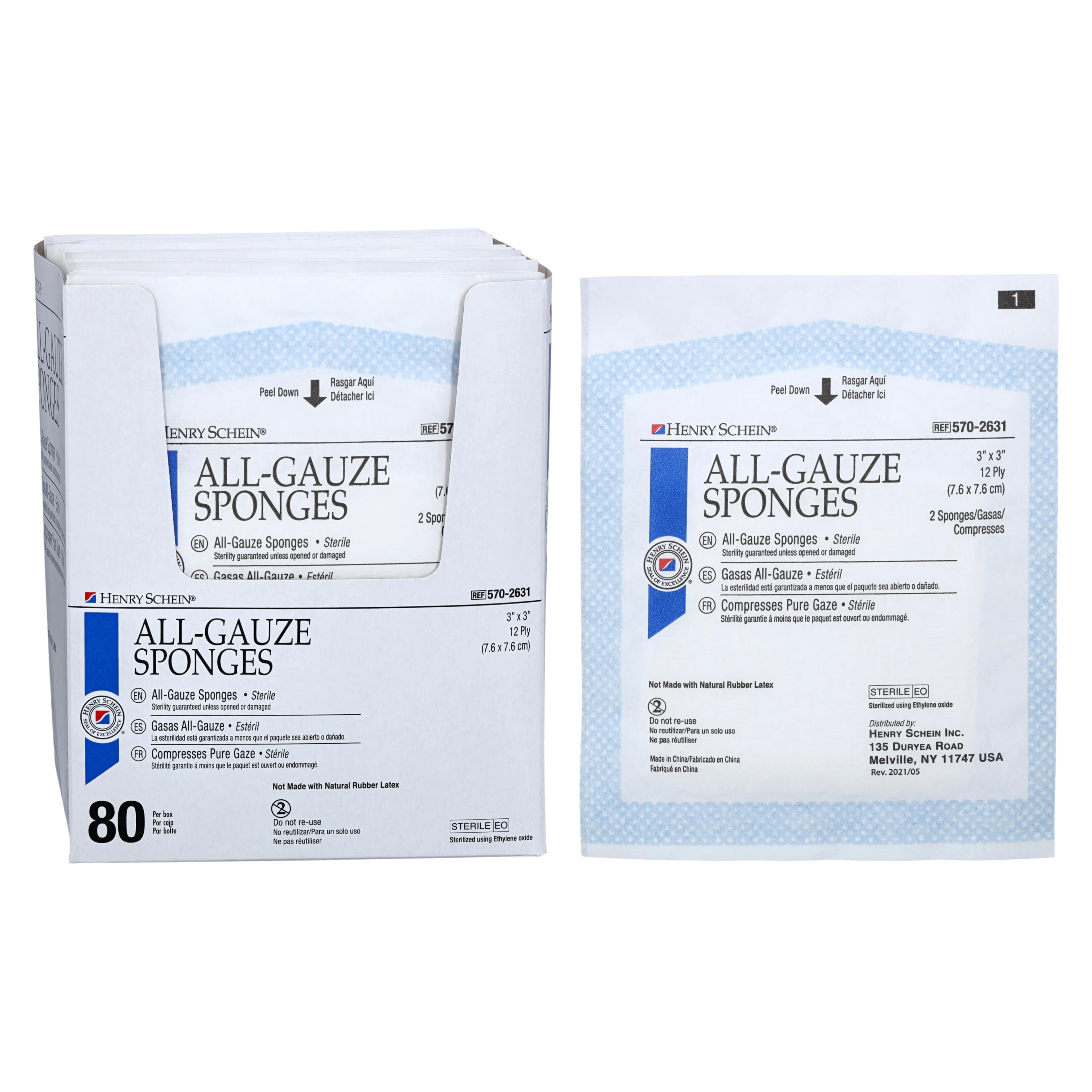 Henry Schein Premium Gauze Sponge, 100% Cotton, 3x3", 12-Ply, Sterile, Latex-Free, 01KEZKNTTM8D8V97FJDDR166NS thumbnail 2