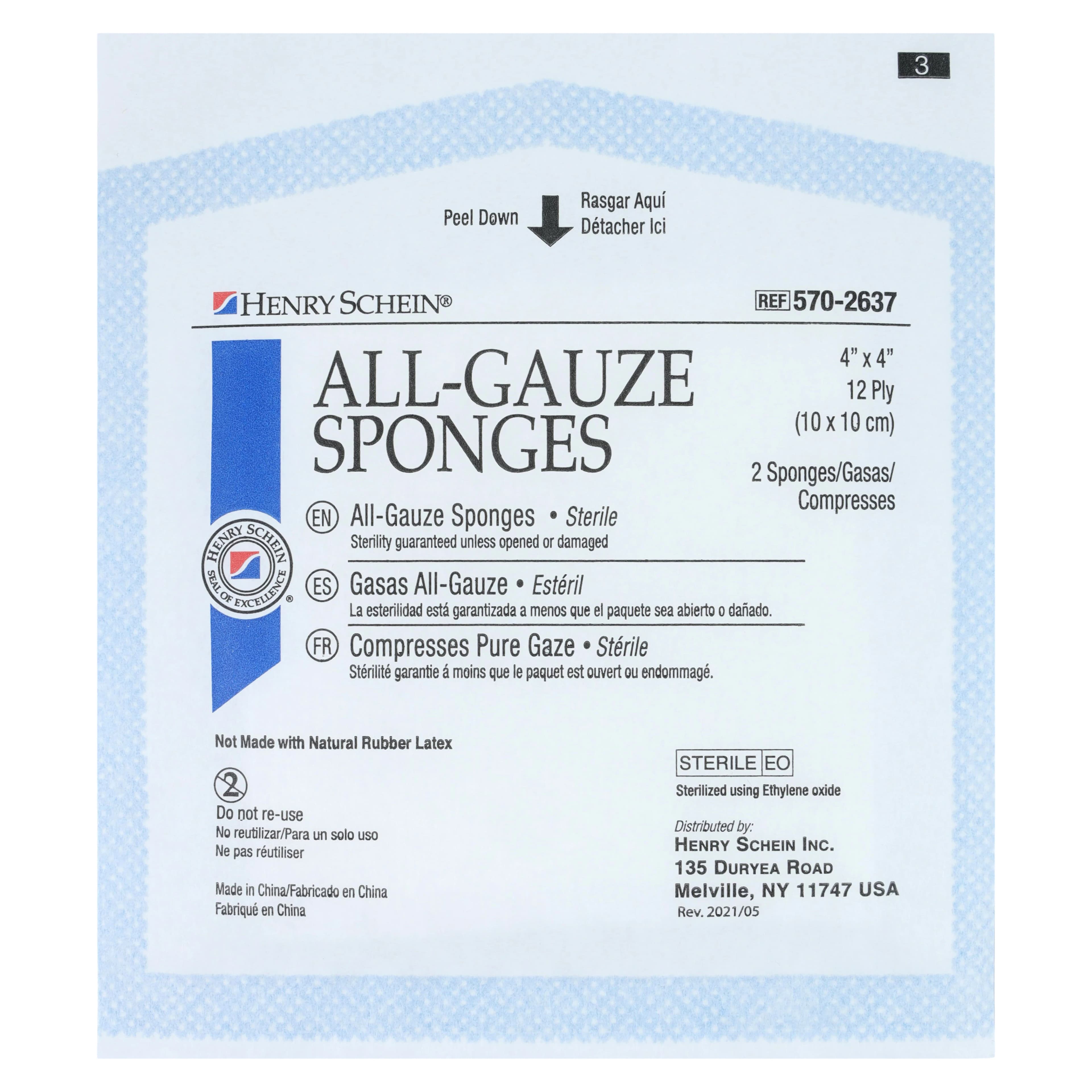 Henry Schein Premium Gauze Sponge, 100% Cotton, 4x4", 12-Ply, Sterile, Latex-Free, 01KEZKNPAK9CM4K0MAYEFTF0TZ thumbnail 2