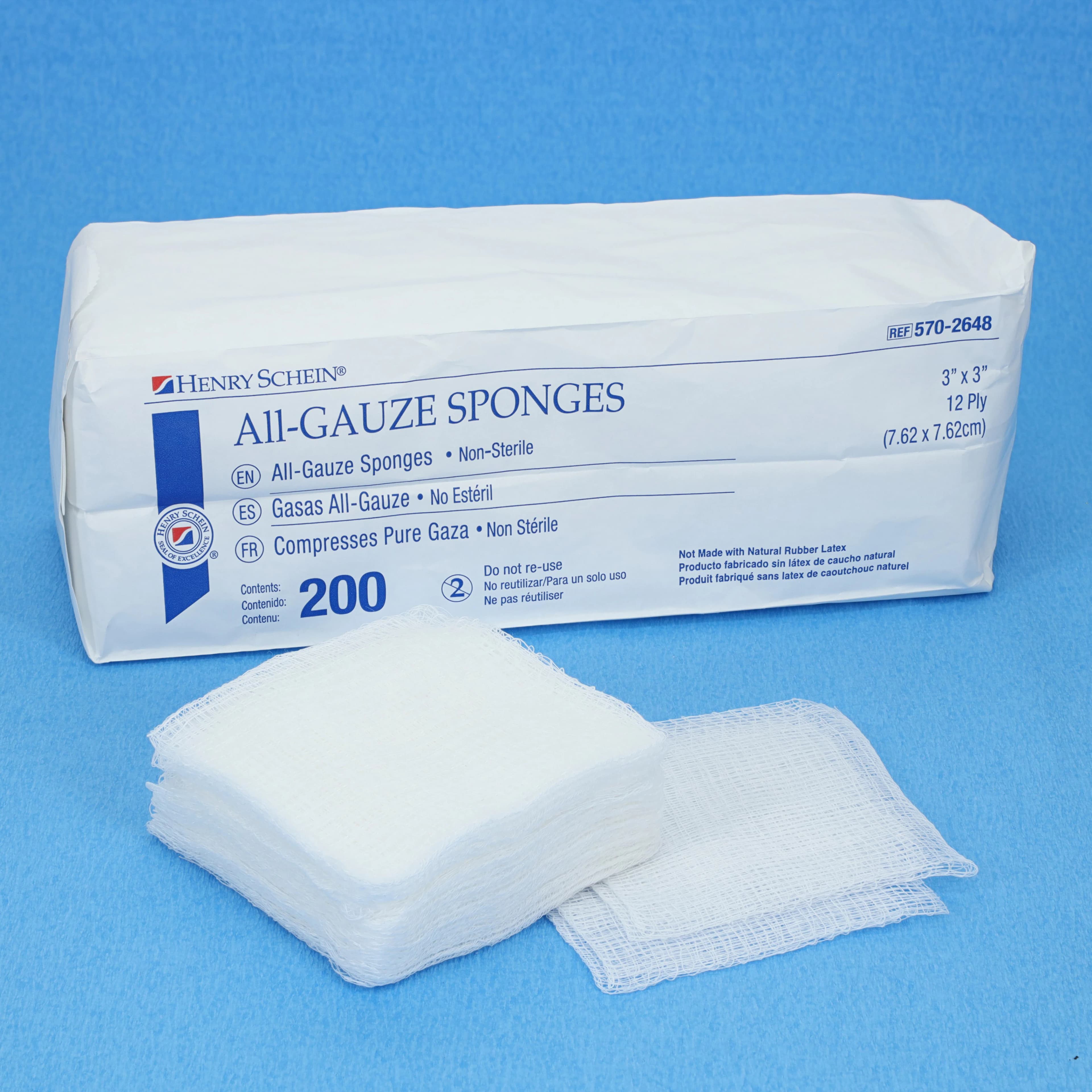Henry Schein All Gauze Sponge, 3x3", 12-Ply, Non-Sterile, 100% Cotton, Latex-Free, Square thumbnail 5