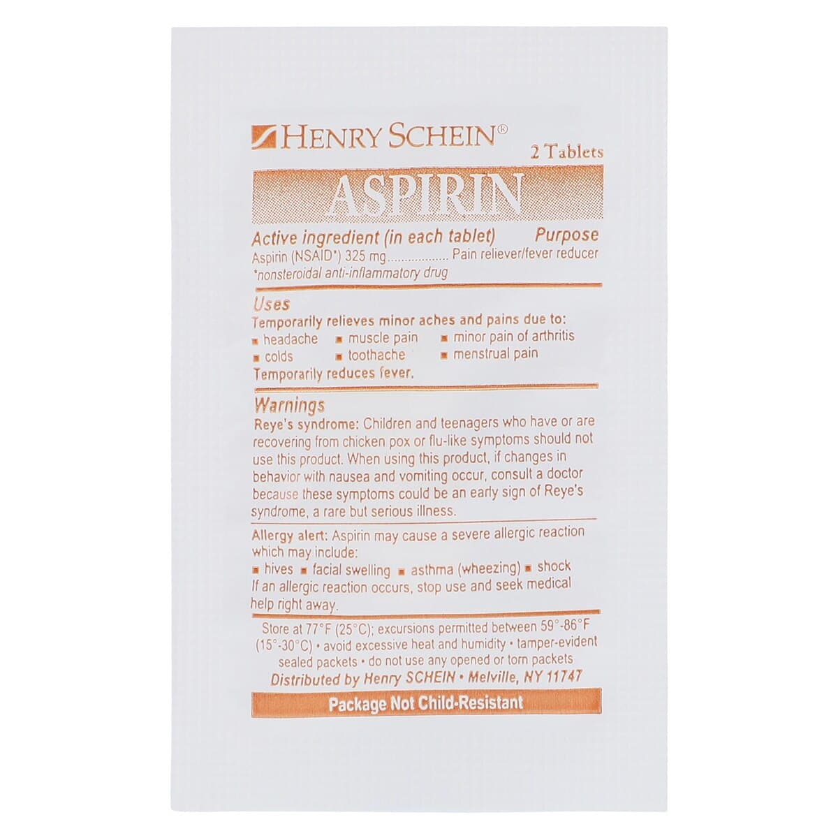 Henry Schein Aspirin Adult Pain Reliever Tablets, 325mg, 500 Count (250x2/Box) thumbnail 2