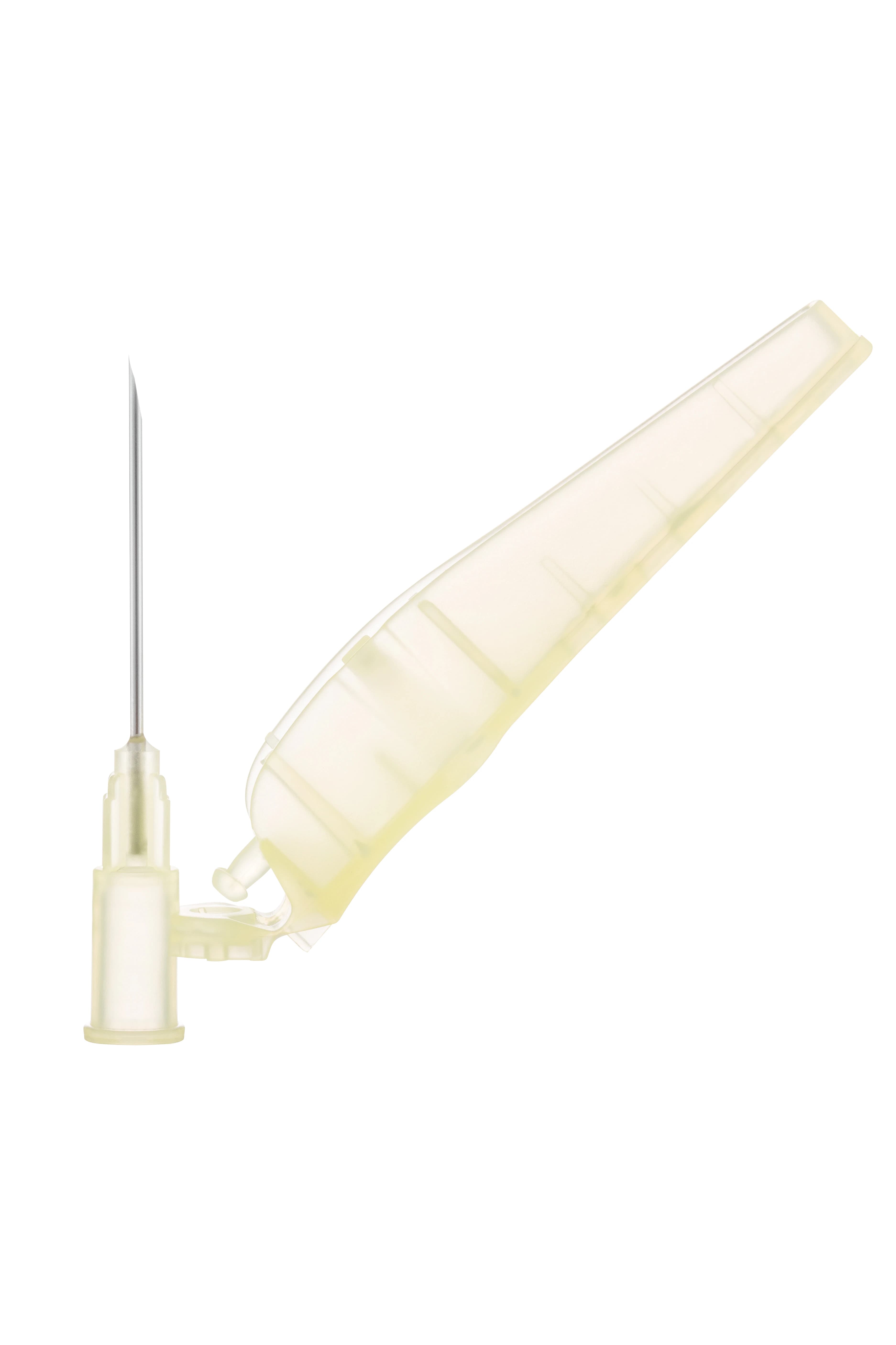 Henry Schein Safety Needle, 20G x 1", Yellow, Safety Shield, 100/Box - Needle Disposable Safety - Image 1