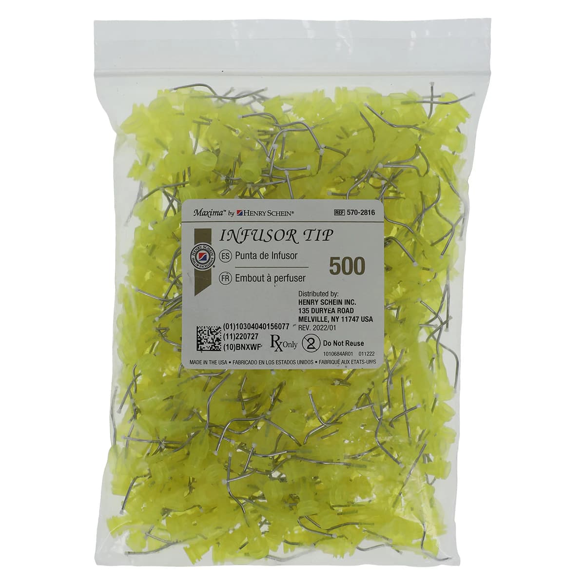Maxima Prebent Infusor Tips, Yellow, 19 Gauge, 500/Pk thumbnail 3