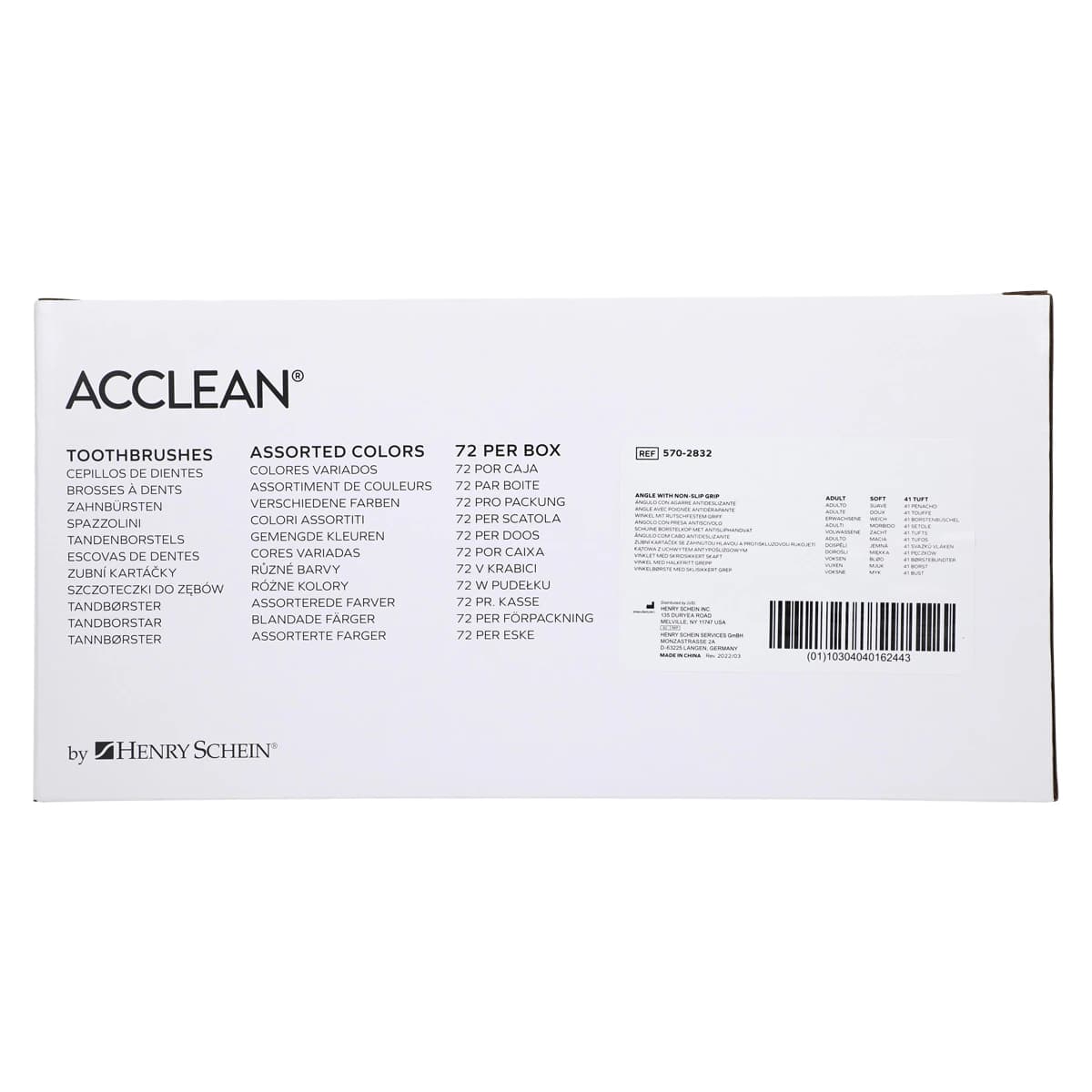 Acclean Angle Head with Non-Slip Grip Toothbrush, Adult, Compact 41-Tuft, Soft Bristles, Assorted Colors, 72/Box thumbnail 10