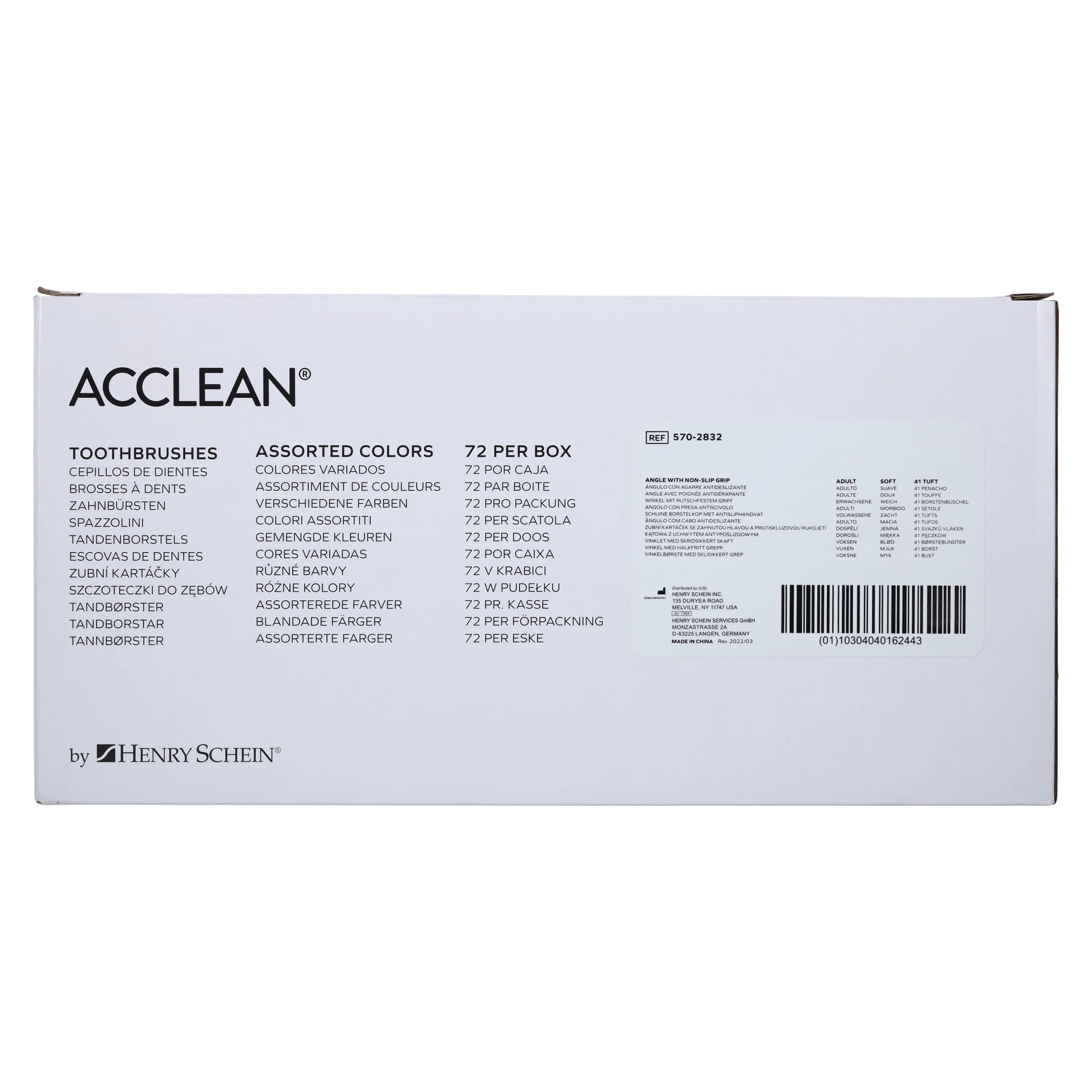 Acclean Angle Head with Non-Slip Grip Toothbrush, Adult, Compact 41-Tuft, Soft Bristles, Assorted Colors, 72/Box thumbnail 12