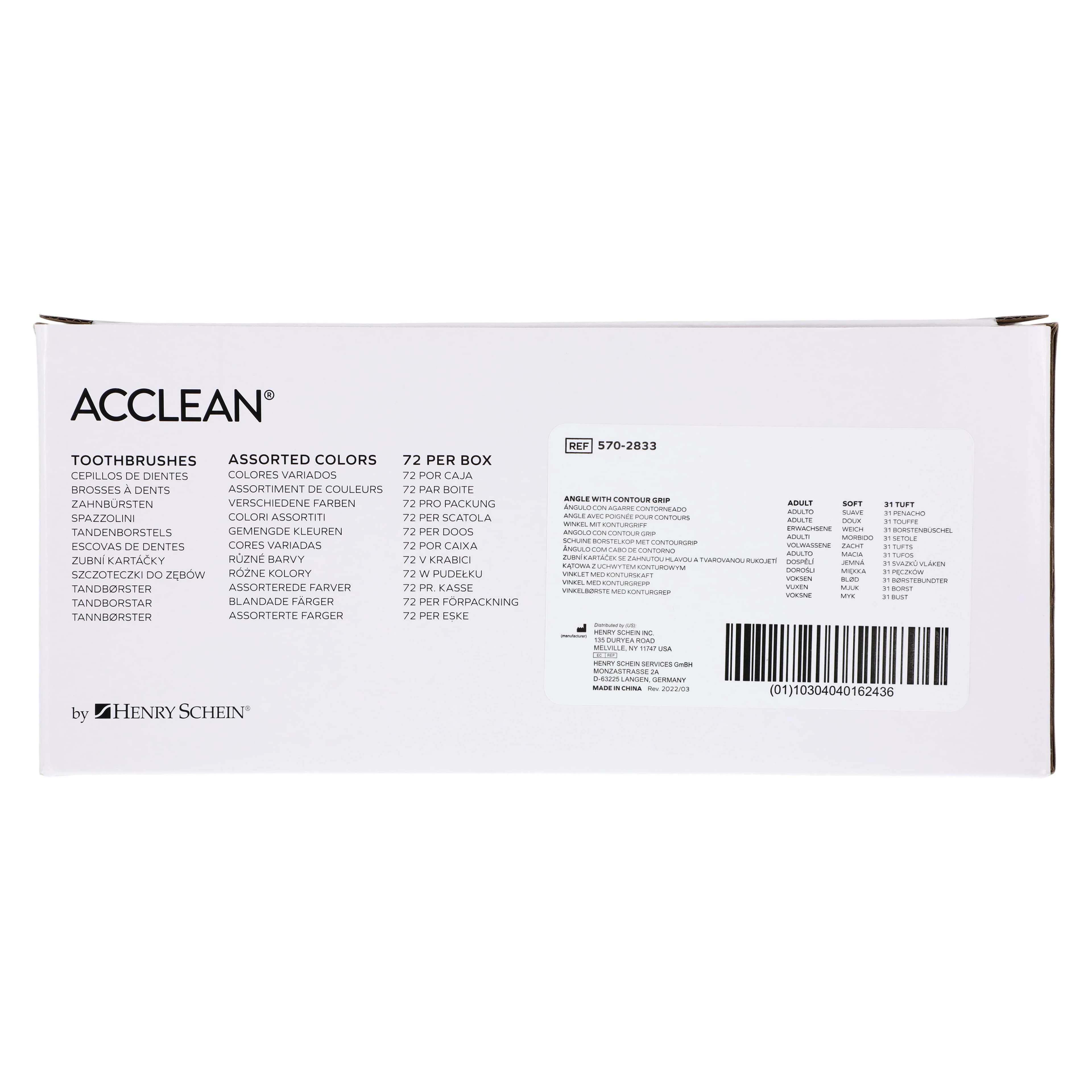 Acclean Toothbrush Angle Head, Adult, 31 Tuft, Compact, 4 Colors, Non-Slip Grip, 72/Box thumbnail 10