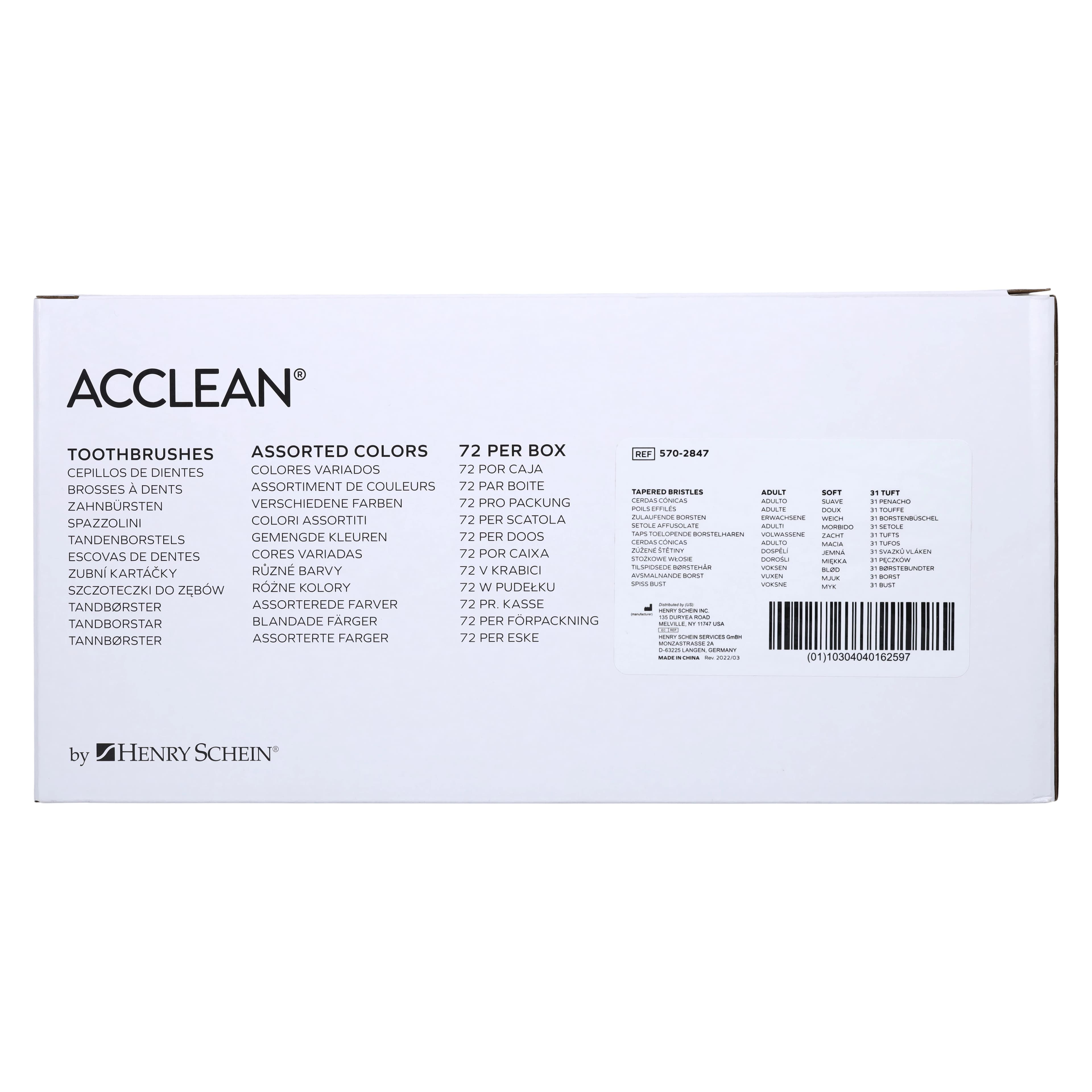 Acclean Compact Toothbrush, Adult, 31 Tuft, Tapered Bristles, 4 Colors, 72/Box thumbnail 8