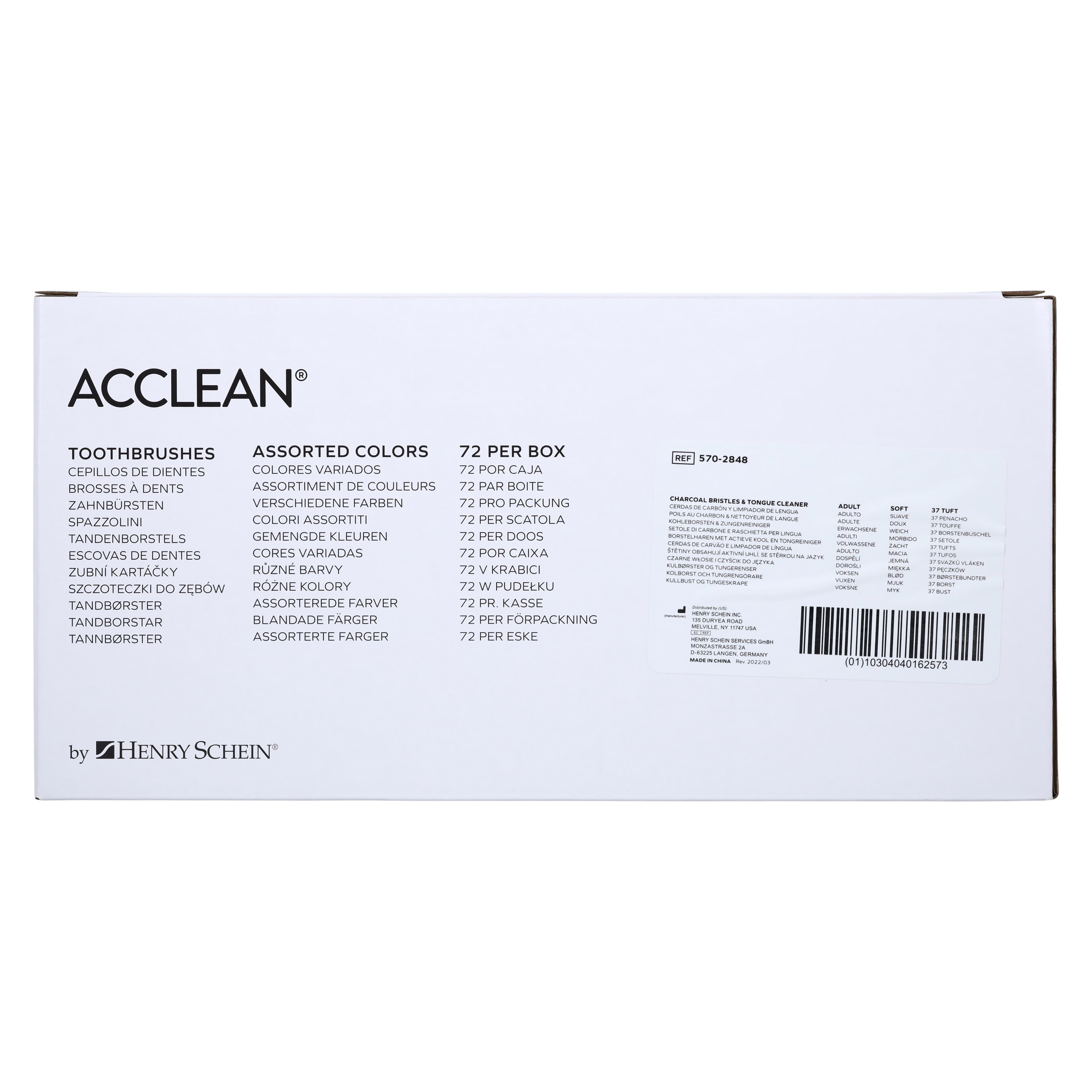 Acclean Charcoal Bristles Compact Toothbrush, Adult, 37 Tuft, 3 Colors, Tongue Cleaner, 72/Box thumbnail 7
