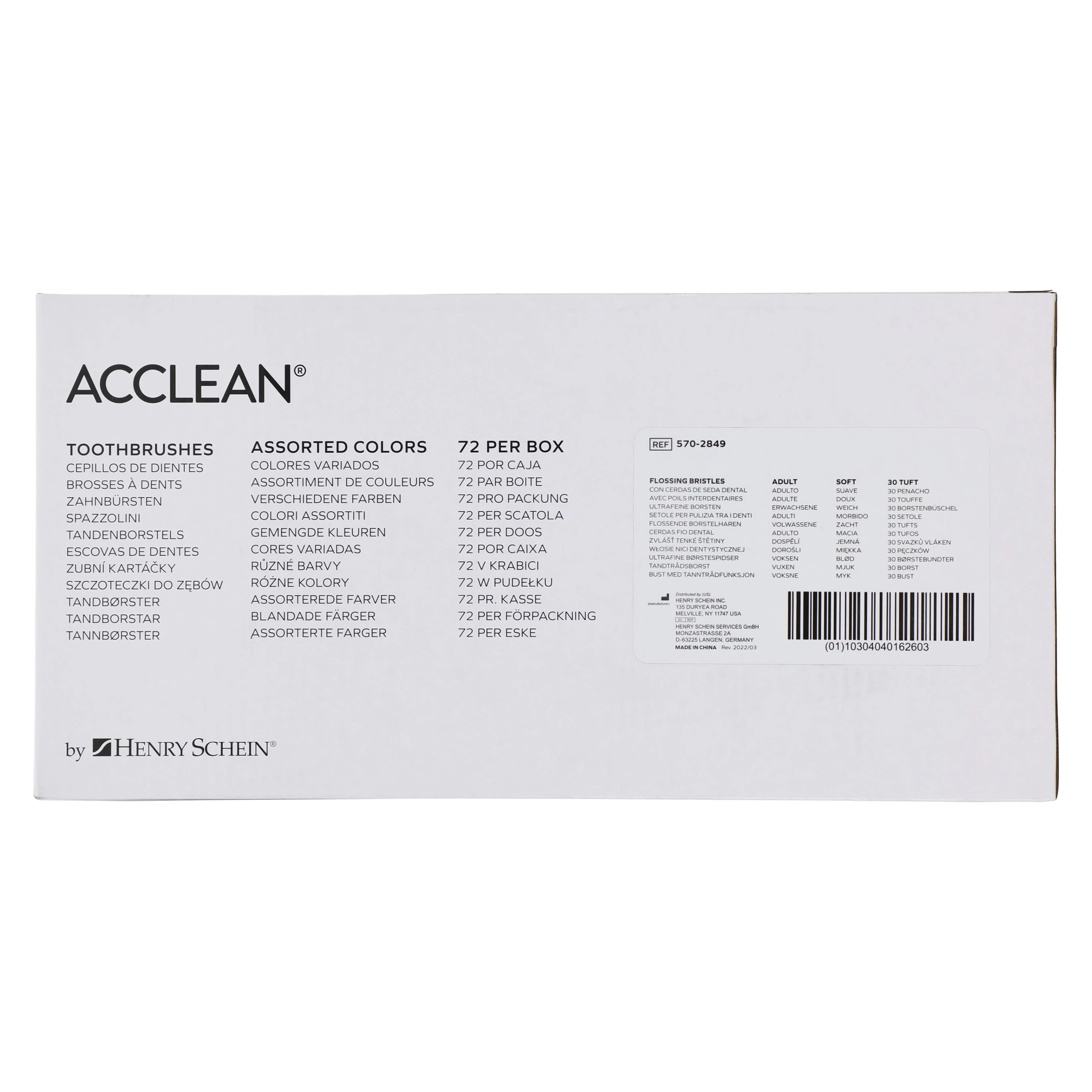Acclean Flossing Compact Toothbrush, Adult, 30 Tuft, Soft, 4 Colors, 72/Box thumbnail 6