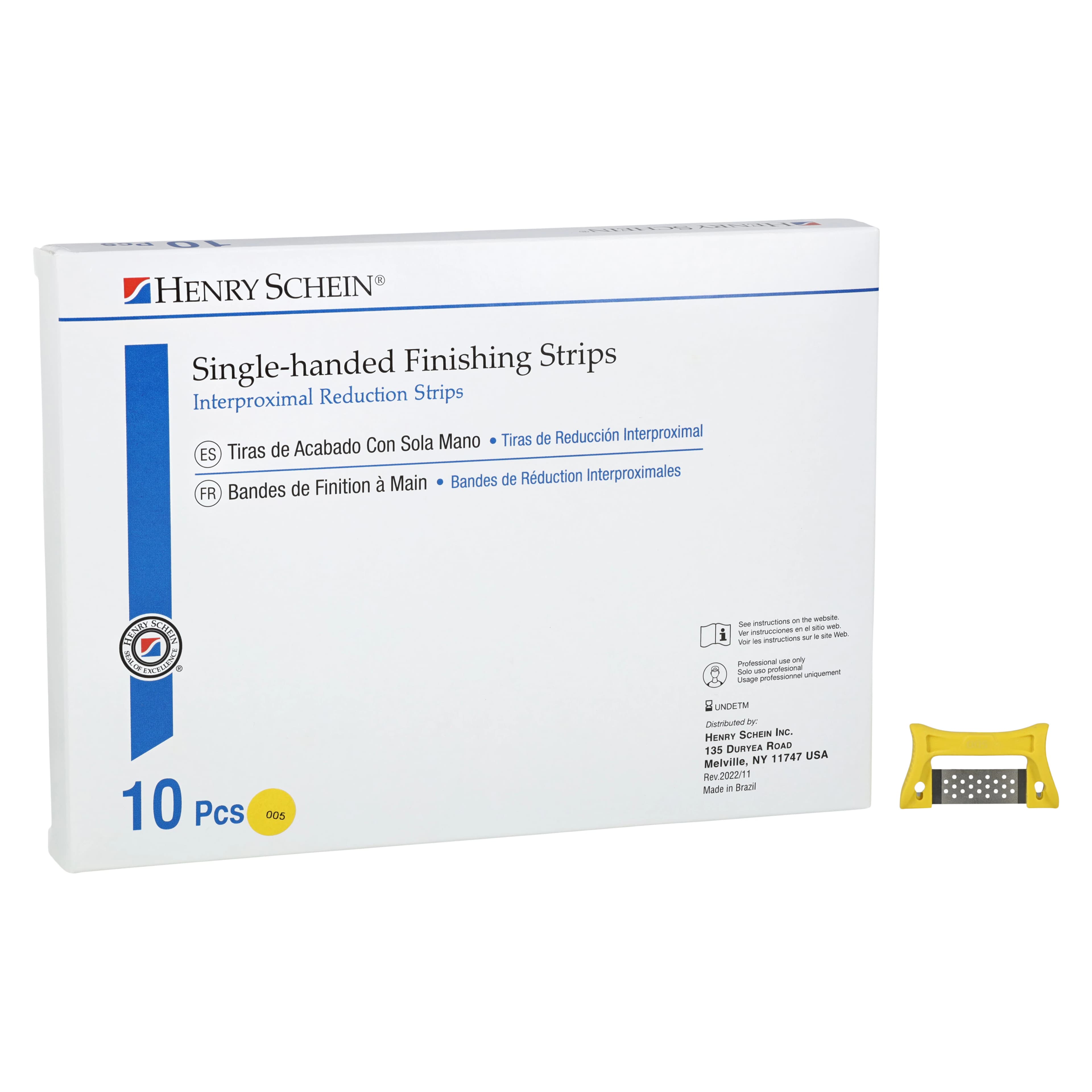 Single-Sided Finishing & Polishing Strips, Extra Fine, Yellow, Serrated Stainless Steel, Autoclavable, 10/Pk thumbnail 2