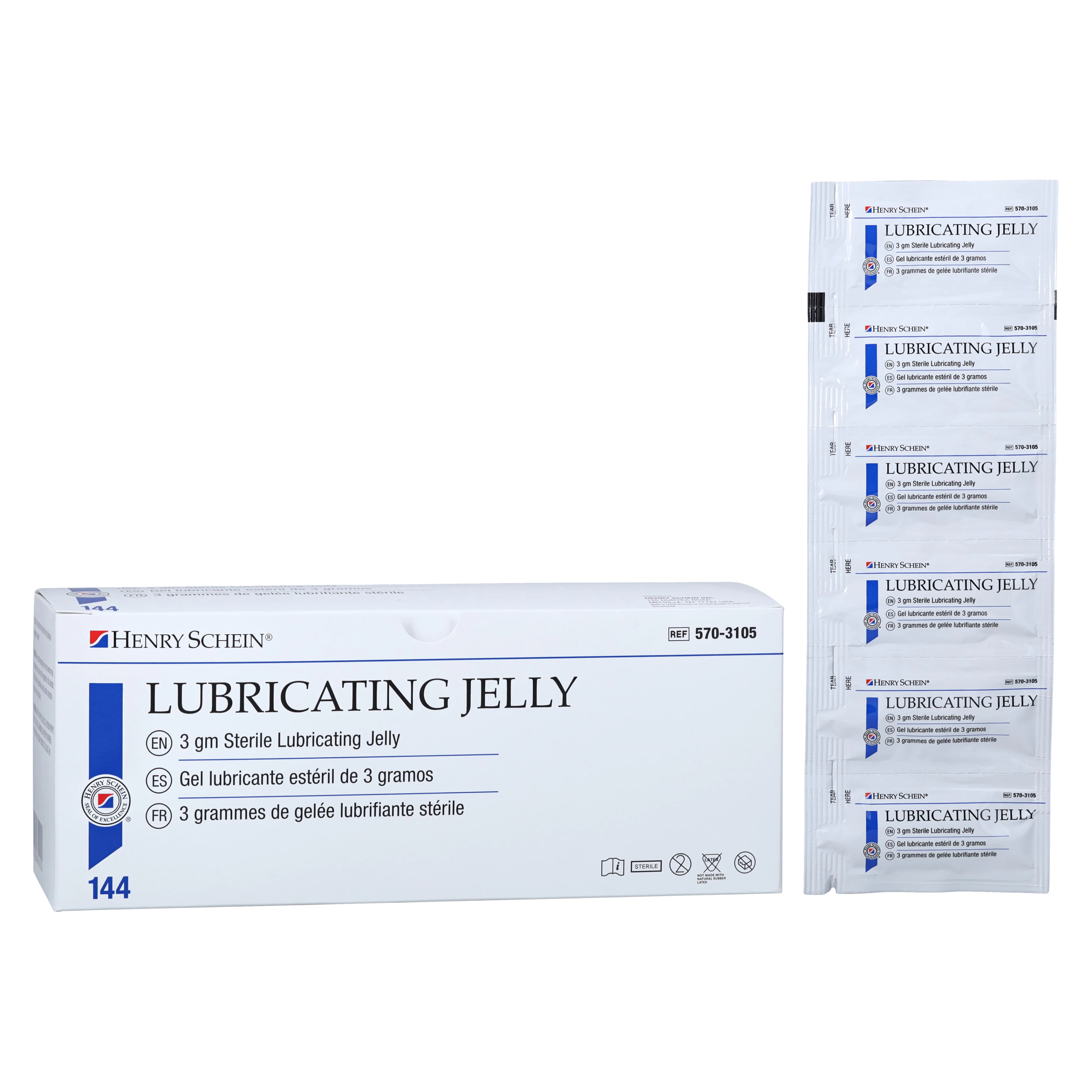 Henry Schein Lubricating Jelly, 3gm Packet, 144/Box - Lubricating Jelly 3gm Packet - Image 1
