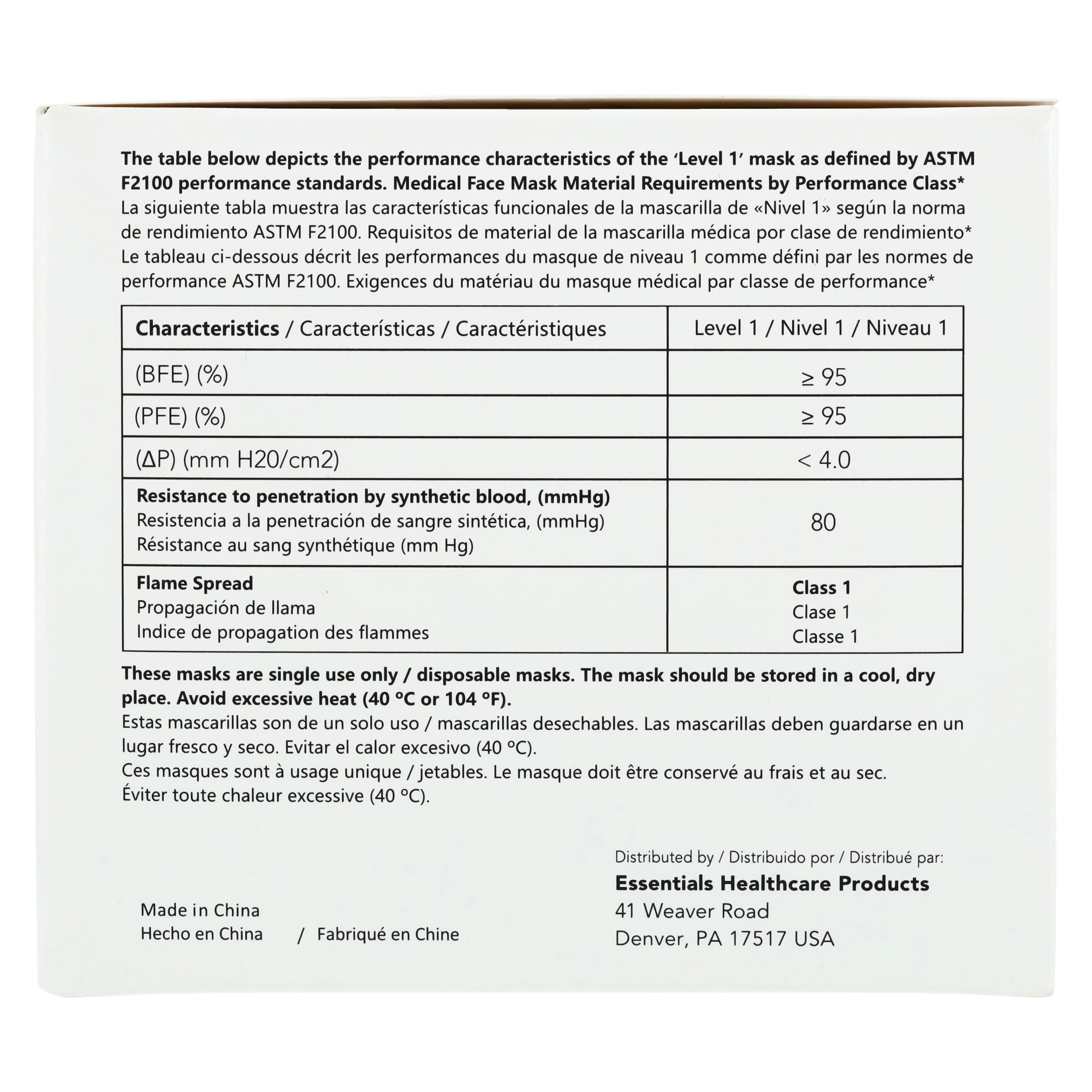 Essentials Mask L1, ASTM Level 1, Blue, Disposable, Latex-Free, 50/Box thumbnail 6