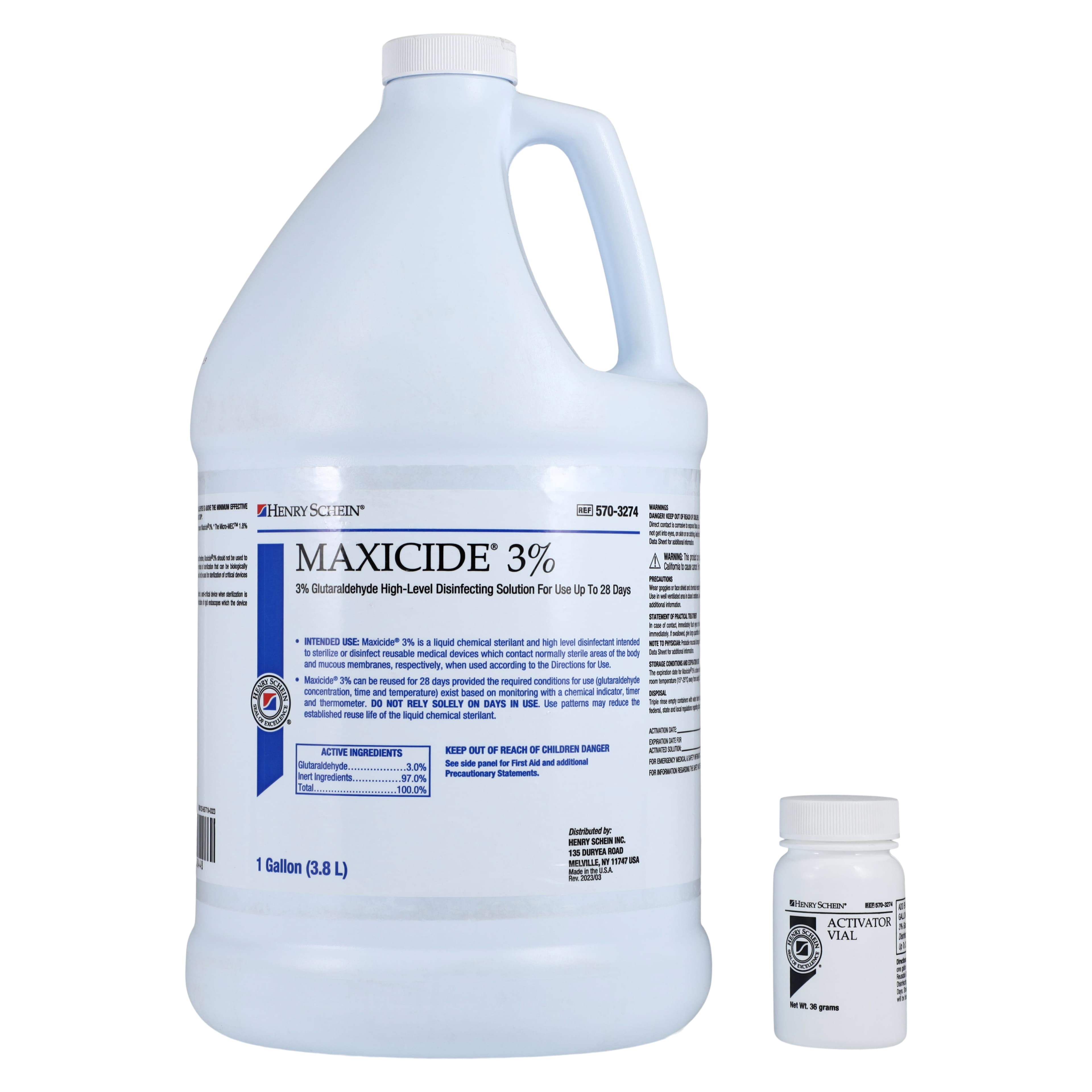 Maxicide 3% Instrument Disinfectant, 3% Glutaraldehyde, 28-Day, 1 Gallon with Powder Activator - Maxicide 3% - Image 1