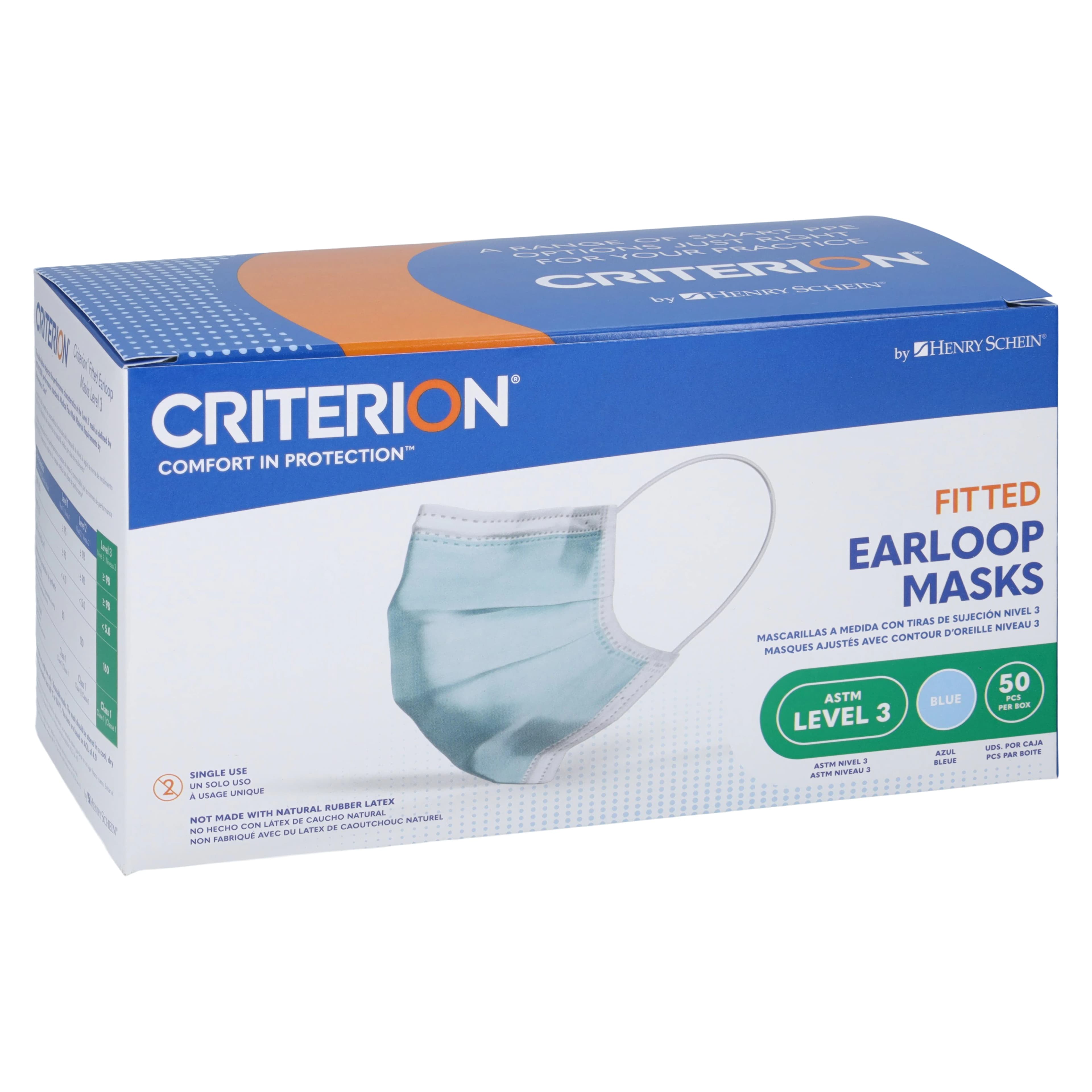 Criterion Fit Earloop Mask Level 3, Blue, Adult, Disposable, Latex-Free, 50/Box thumbnail 4
