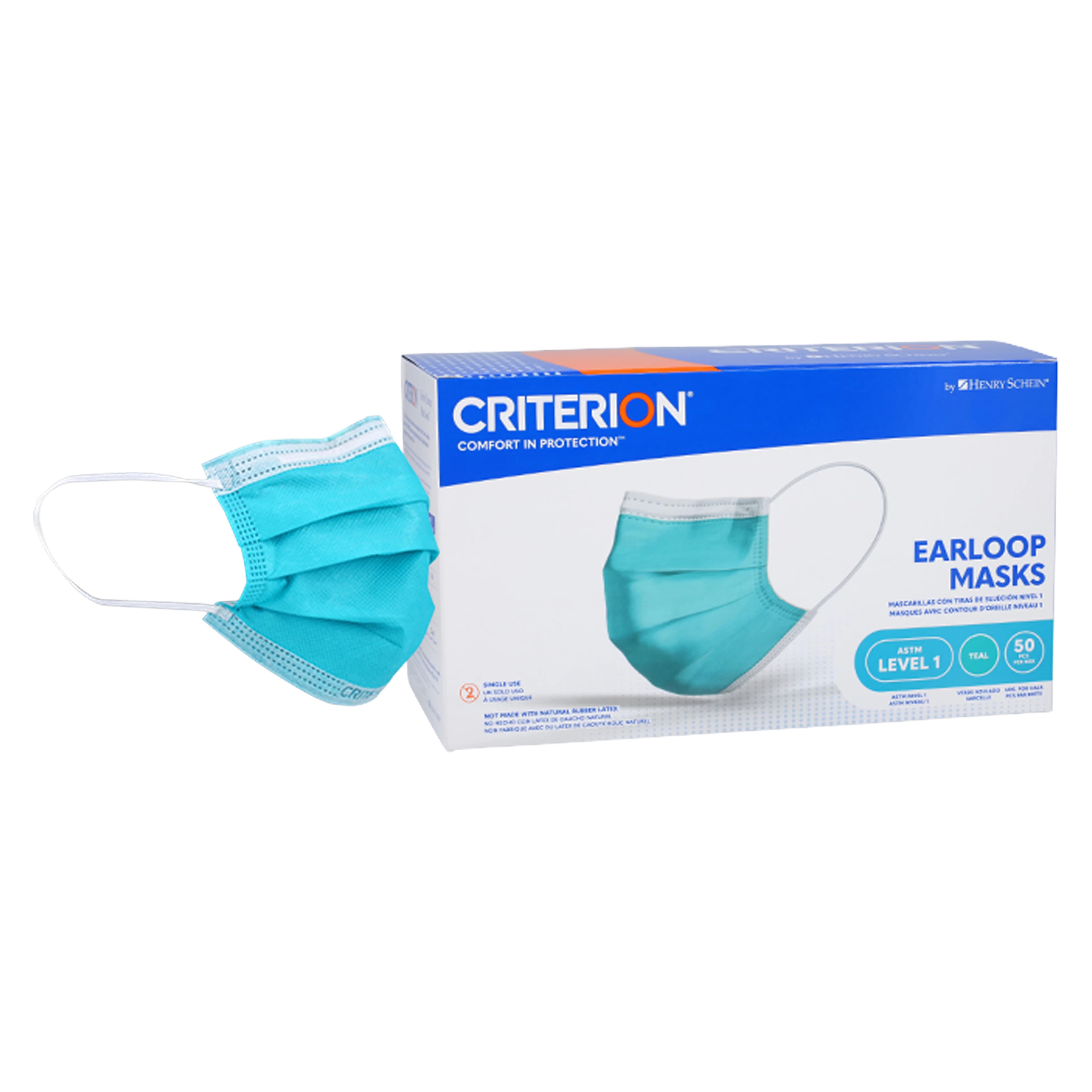 Criterion Earloop Mask L1, ASTM Level 1, Teal, Disposable, Latex-Free, 50/Box - Criterion Earloop Mask L1 - Image 1