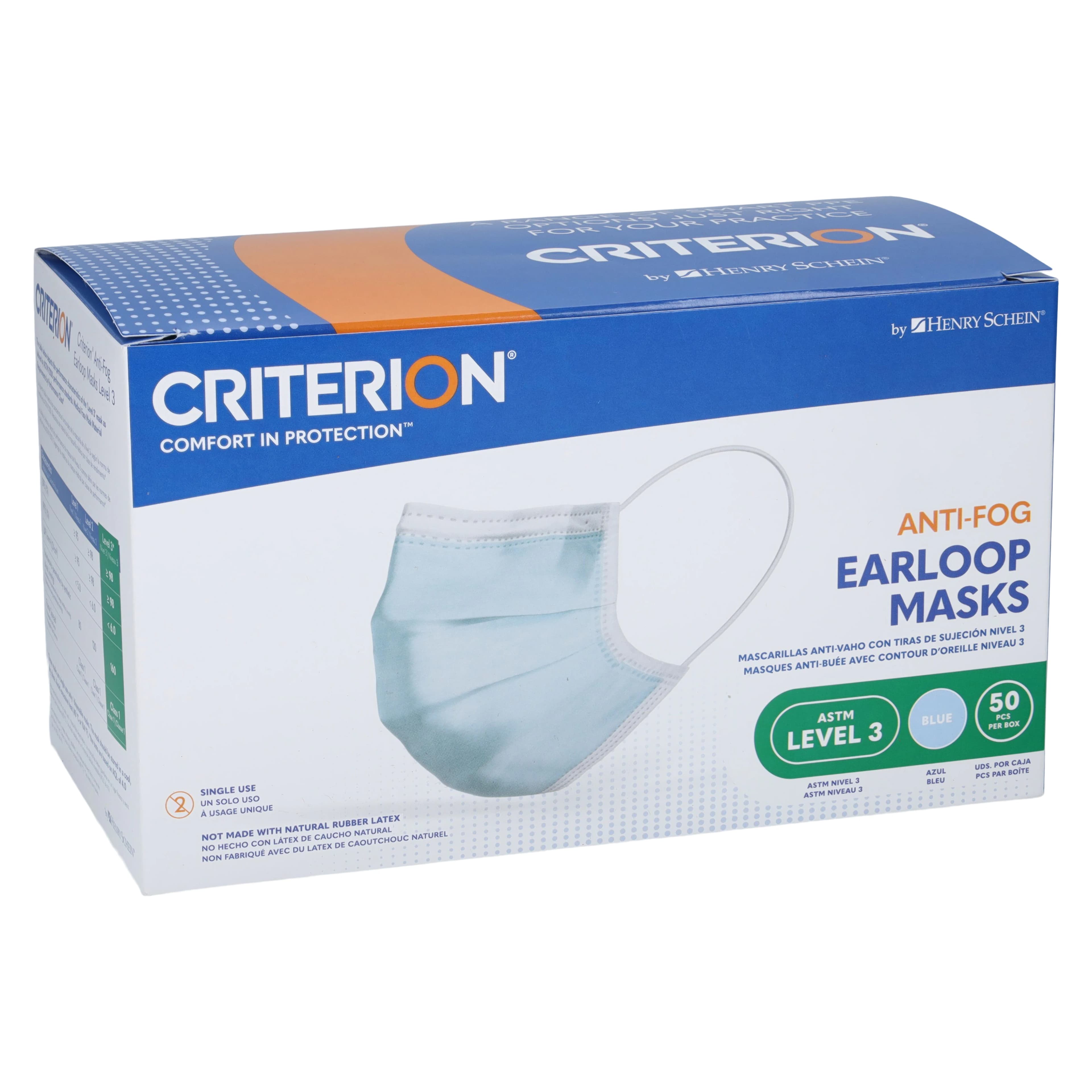 Criterion Anti-Fog Earloop Masks, ASTM Level 3, Blue, Adult, 50/Box thumbnail 5