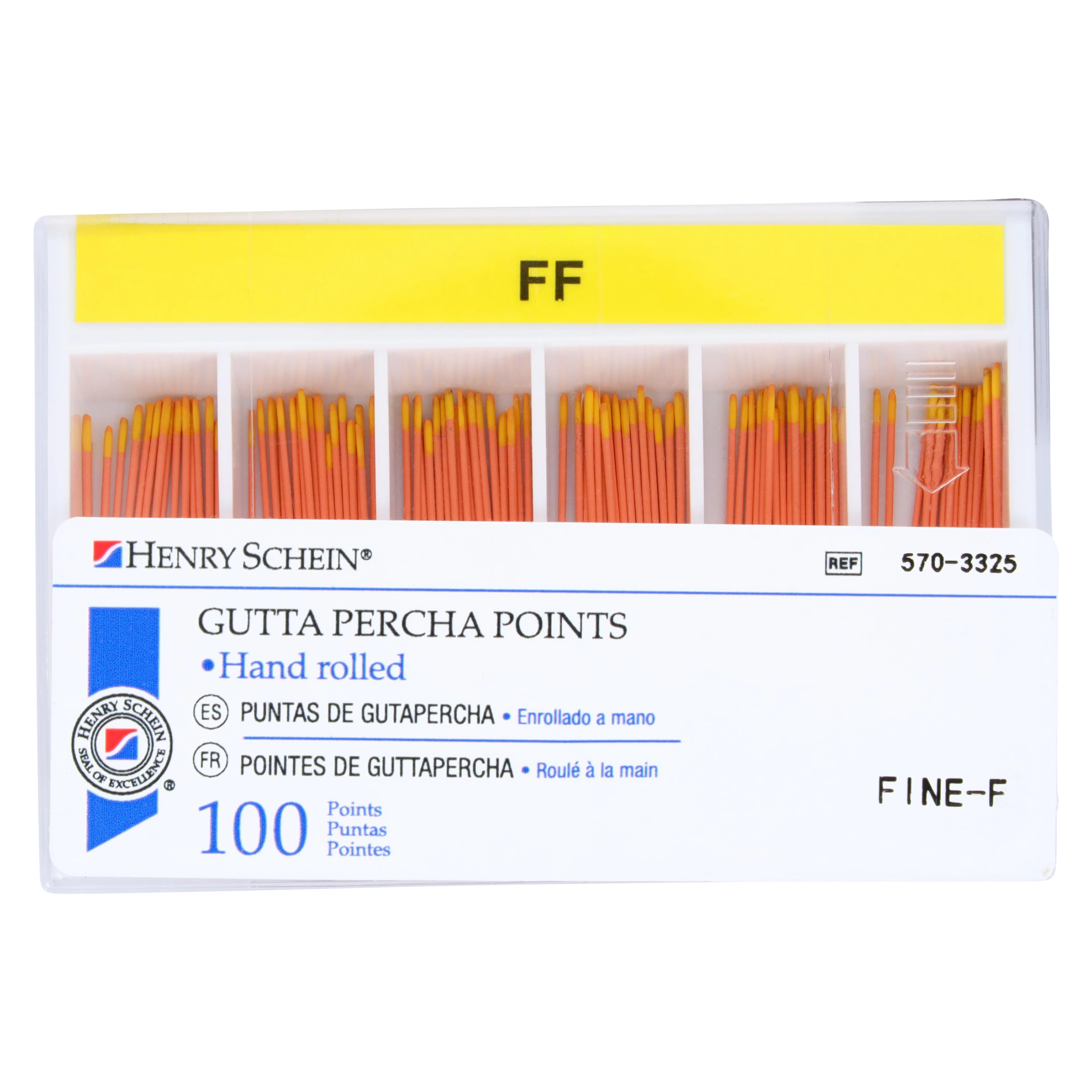Henry Schein Gutta Percha Points, Cadmium Free, Fine-Fine, Yellow, 28mm, 100/Box - Gutta Percha Pts. Cadmium Free - Image 1