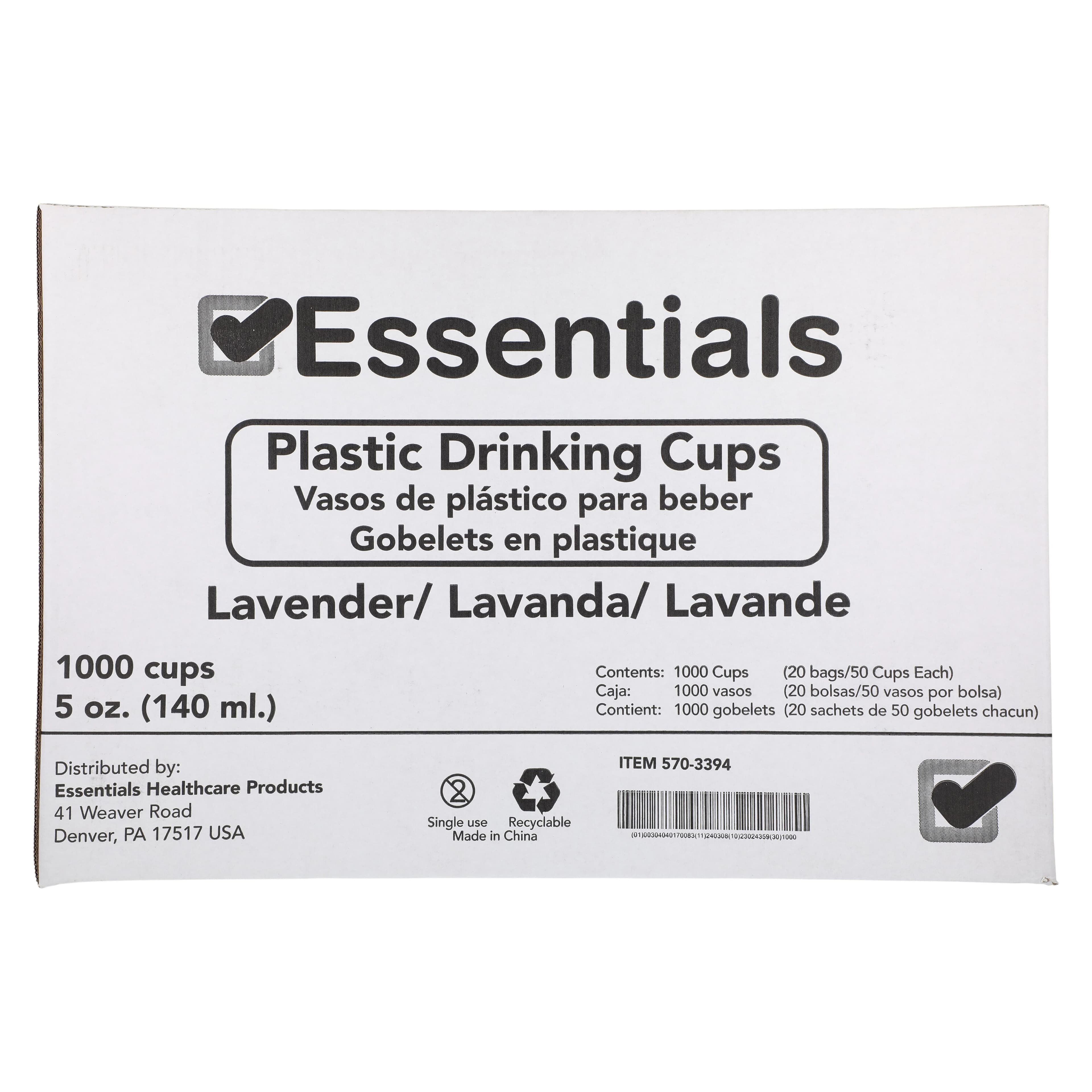 Essentials Plastic Drinking Cup, Lavender, 5 oz, Latex-Free, 1000/Case thumbnail 4
