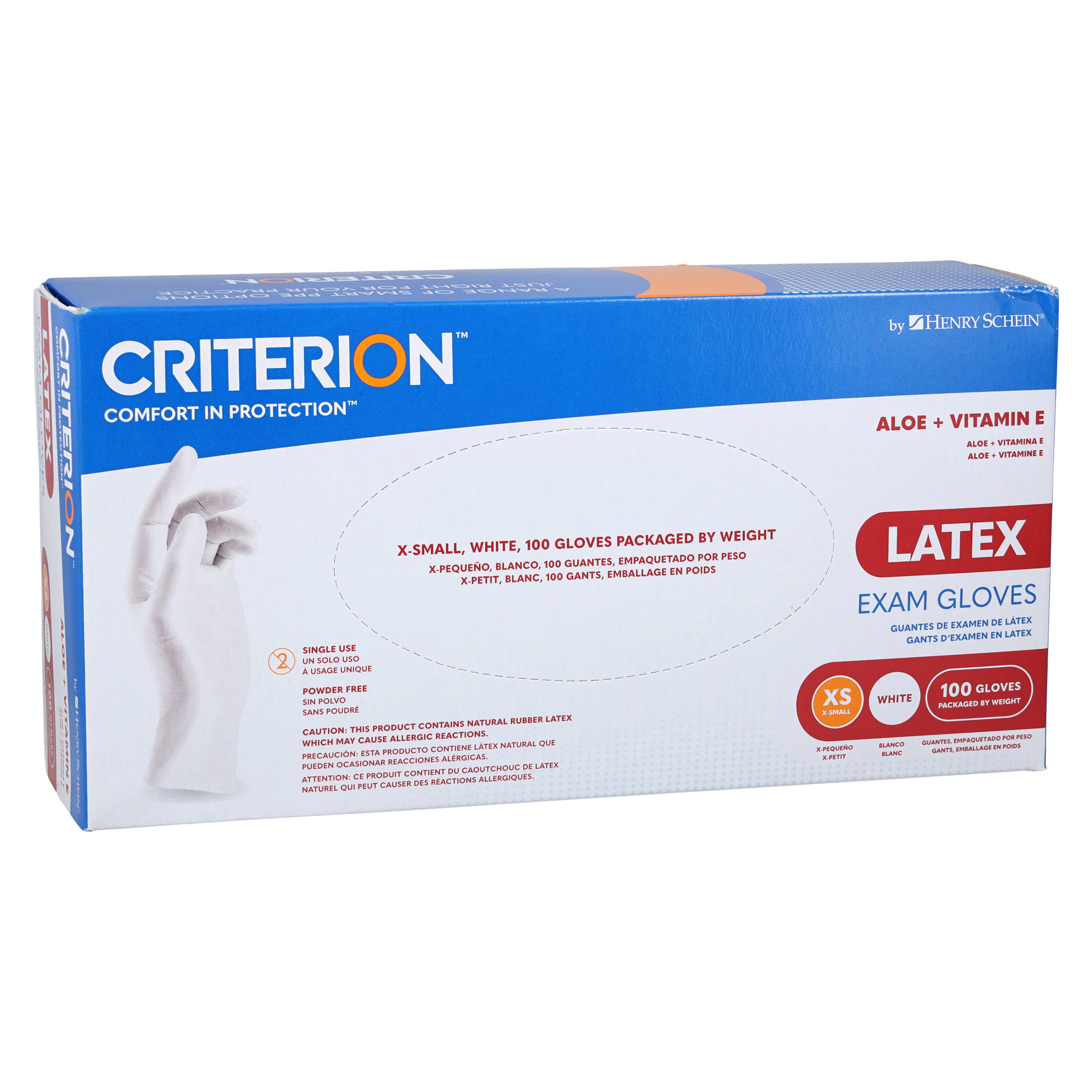 Criterion Glove Aloe+Vitamin E Latex Exam Gloves, X-Small, White, Non-Sterile, 100/Box thumbnail 5