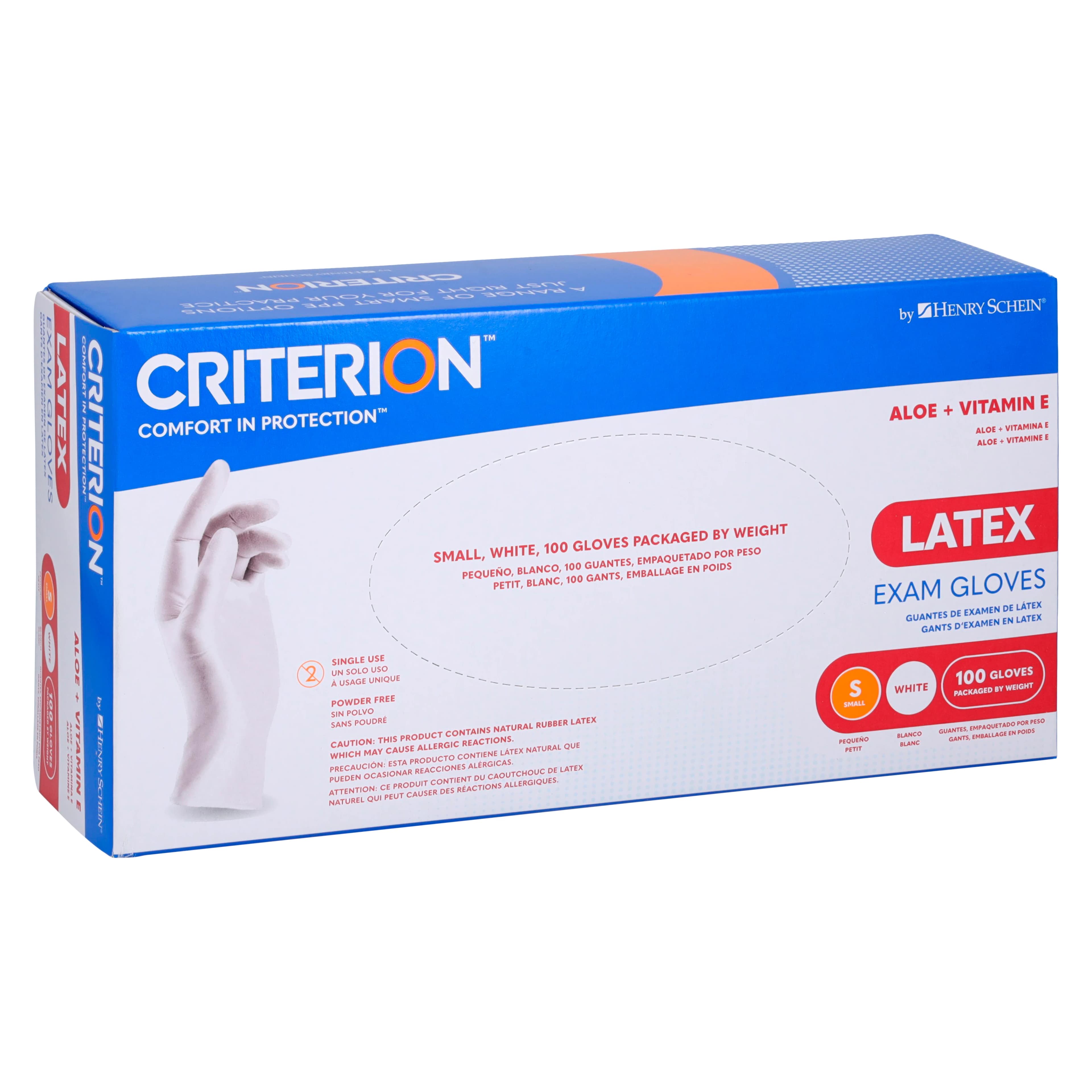 Criterion Glove Aloe+Vitamin E Latex Exam Gloves, Small, White, Non-Sterile, 100/Box thumbnail 5