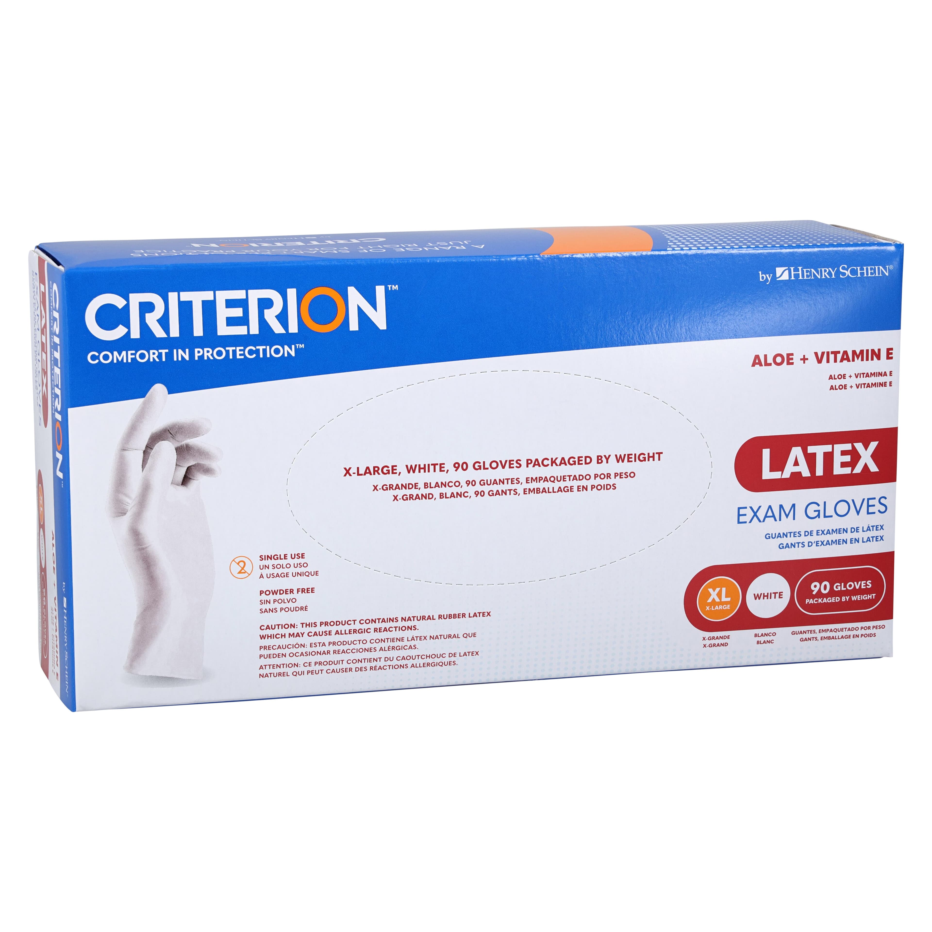 Criterion Glove Aloe+Vitamin E Latex Exam Gloves, X-Large, White, Non-Sterile, 90/Box thumbnail 5