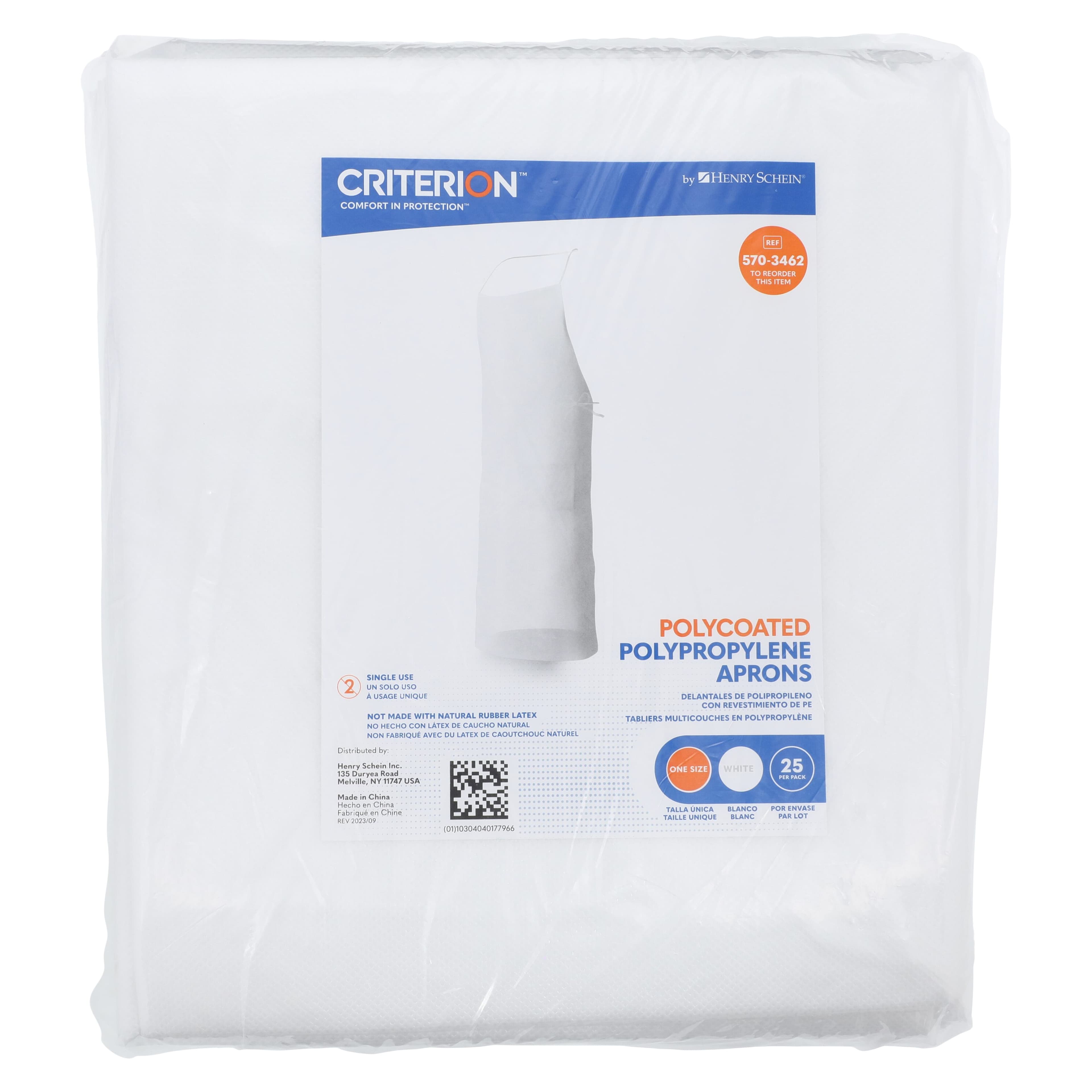 Criterion Polycoated Polypropylene Aprons, White, Disposable, One Size Fits All, 25/Box thumbnail 4