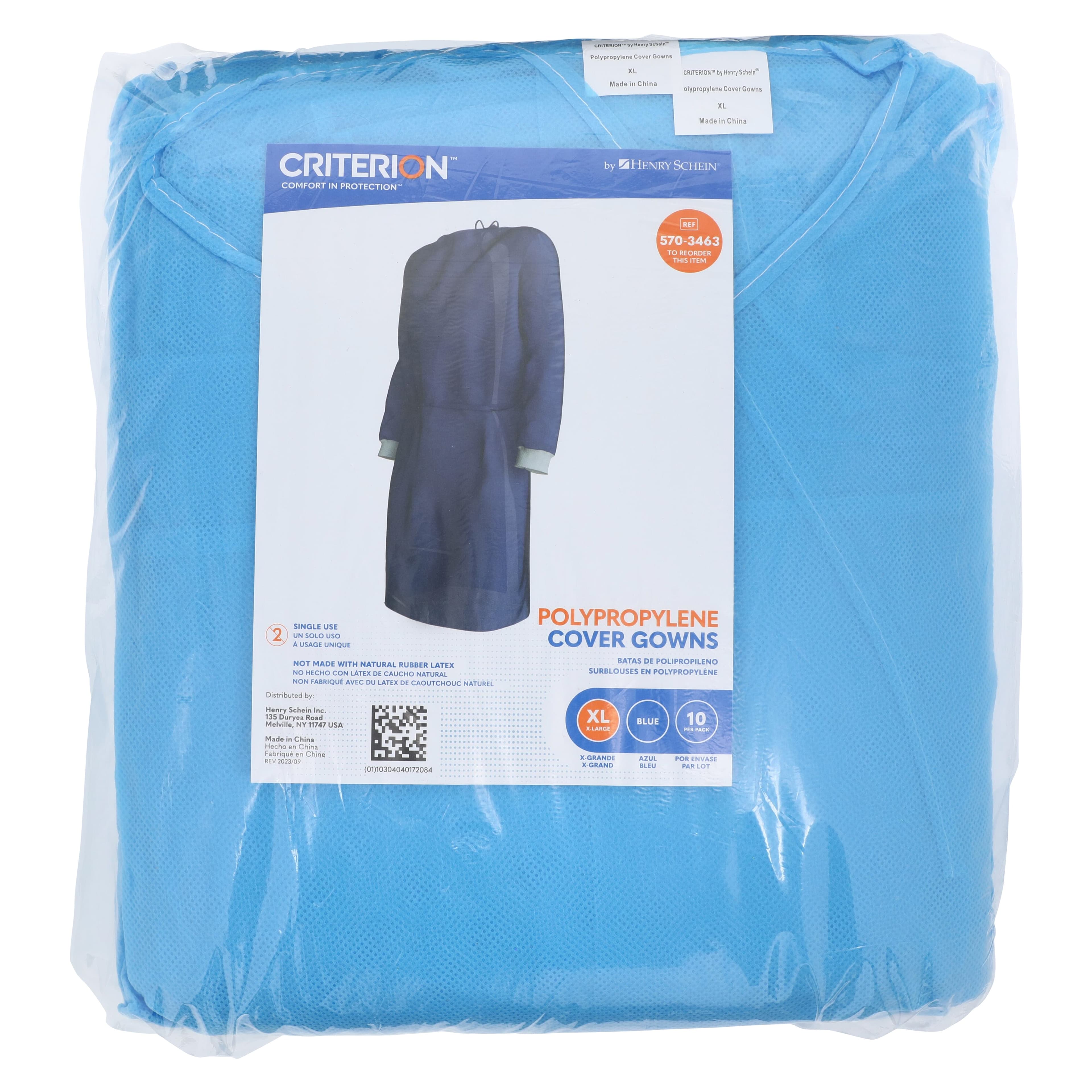 Criterion Polypropylene Cover Gown, X-Large, Blue, Non-Sterile, Back-Opening, 10/Box thumbnail 8
