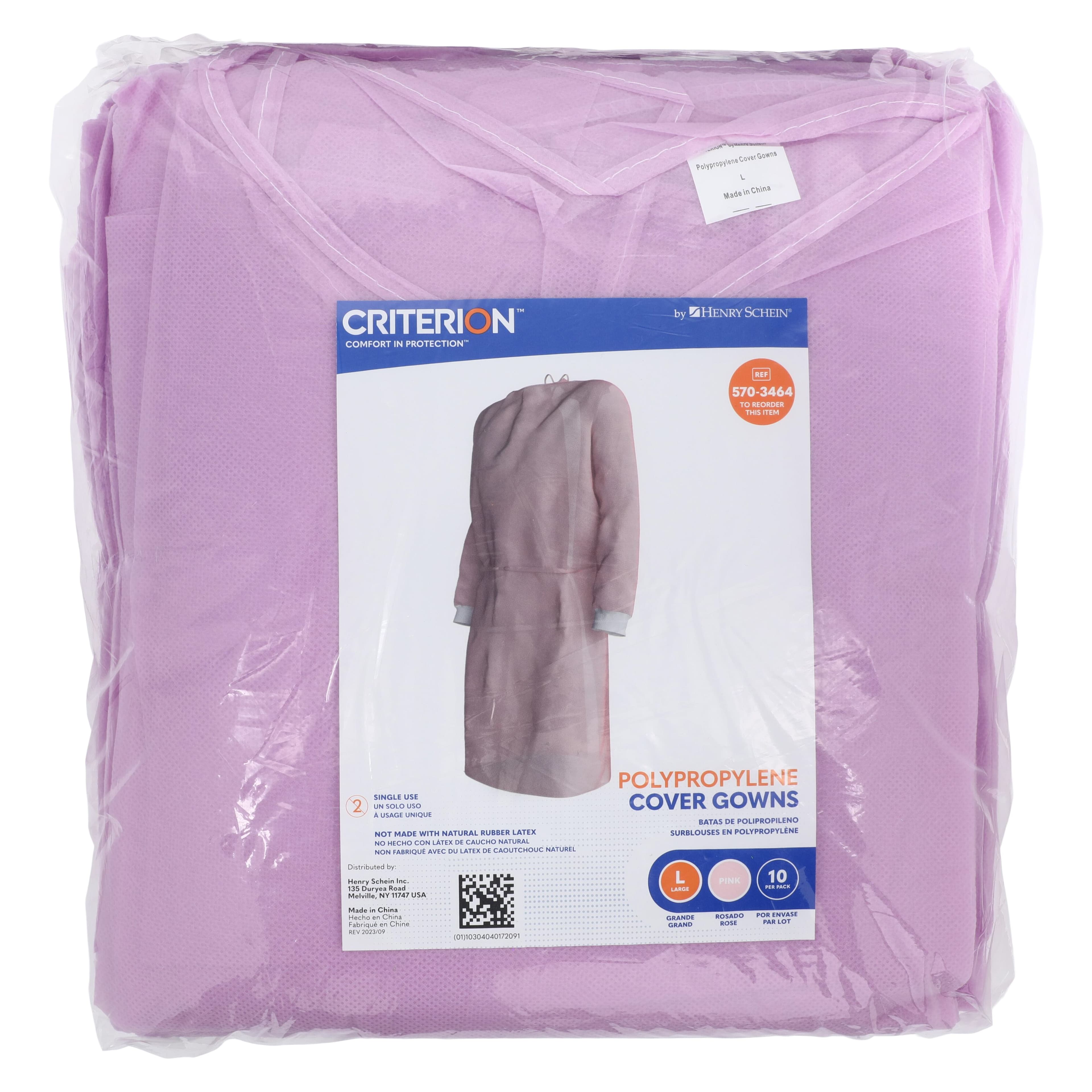 Criterion Polypropylene Cover Gown, Large, Pink, Non-Sterile, Back-Opening, 10/Box thumbnail 7