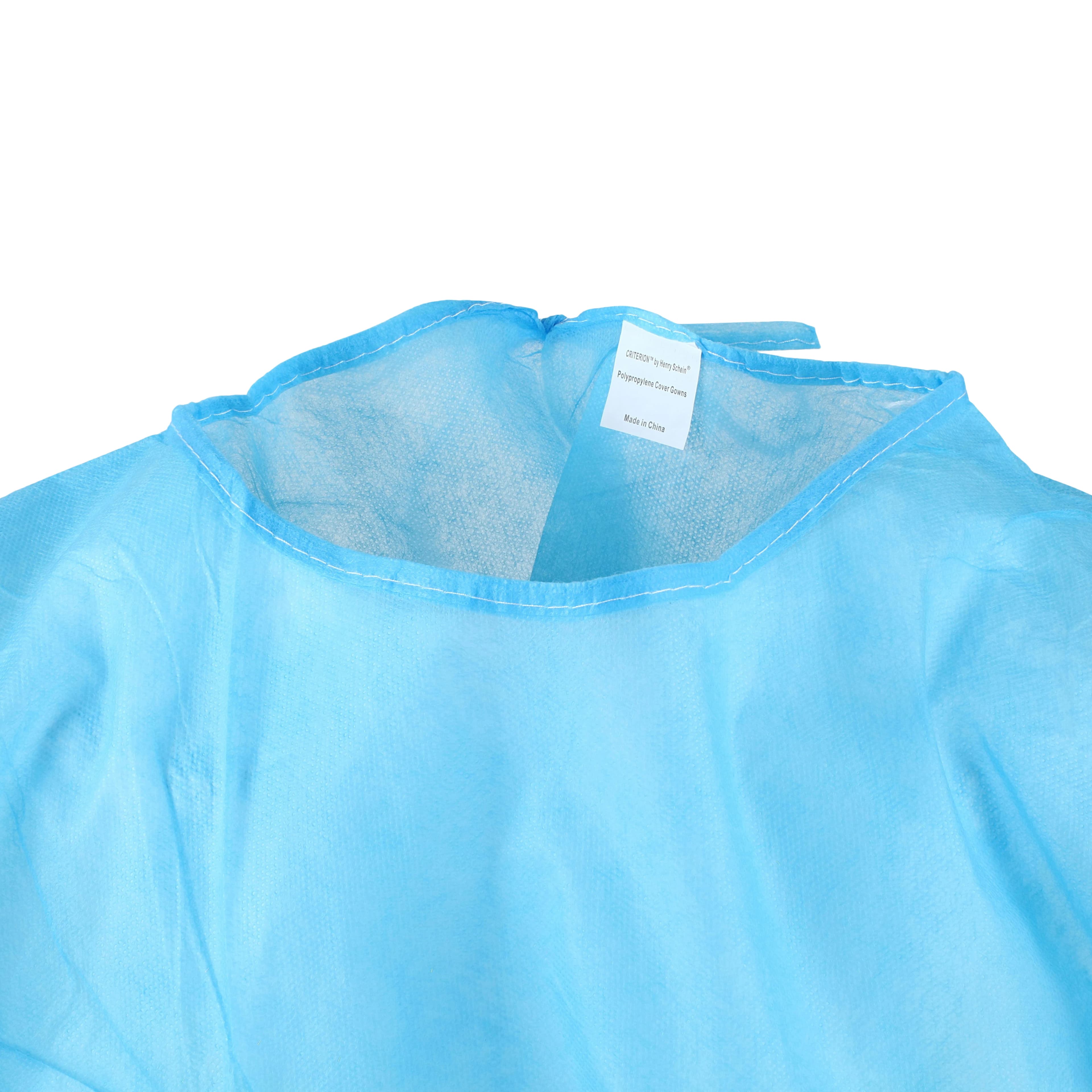 Criterion Polypropylene Cover Gown, Medium/Large, Blue, Non-Sterile, 10/Box thumbnail 5