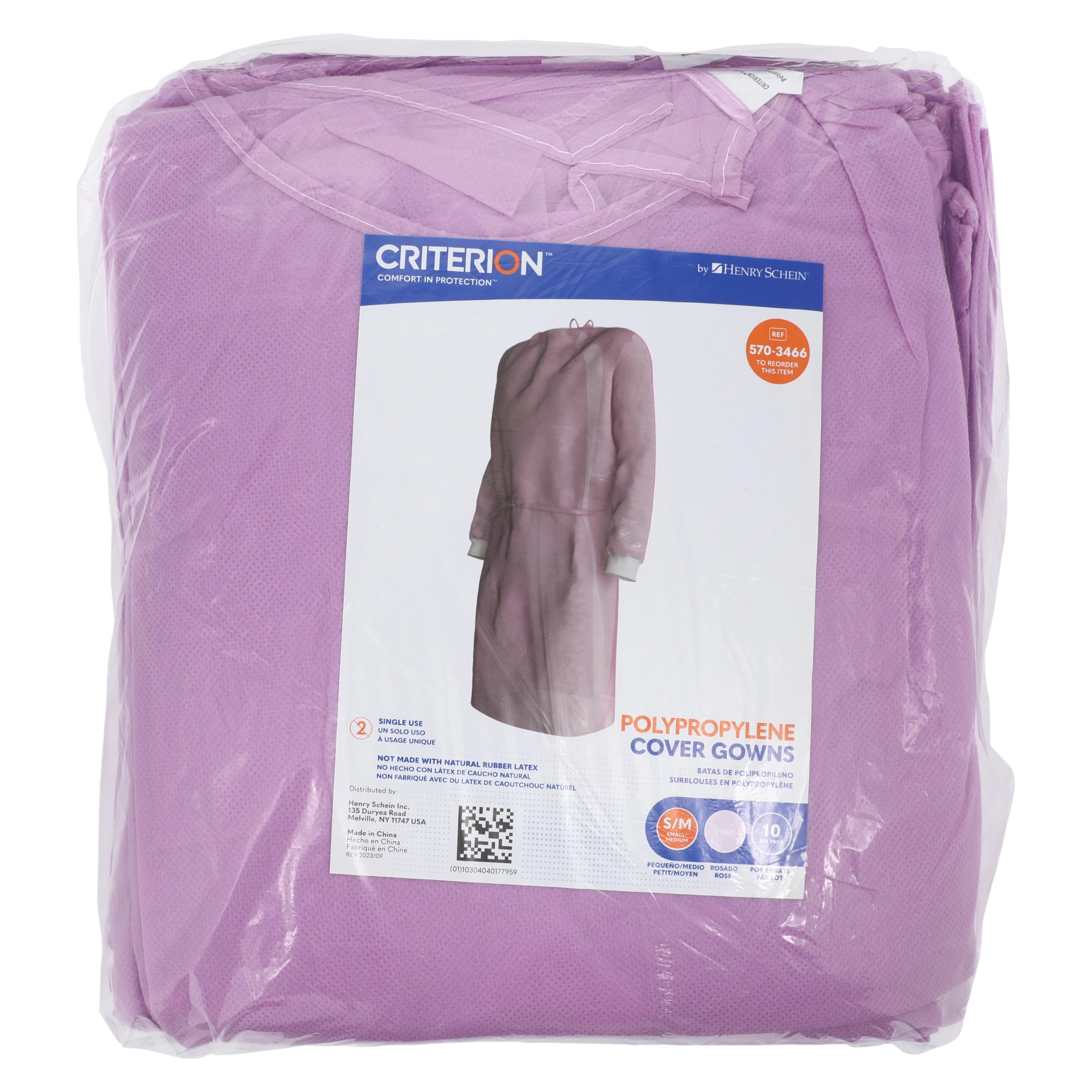 Criterion Polypropylene Cover Gown, Small/Medium, Pink, Non-Sterile, Back-Opening, 10/Box thumbnail 7