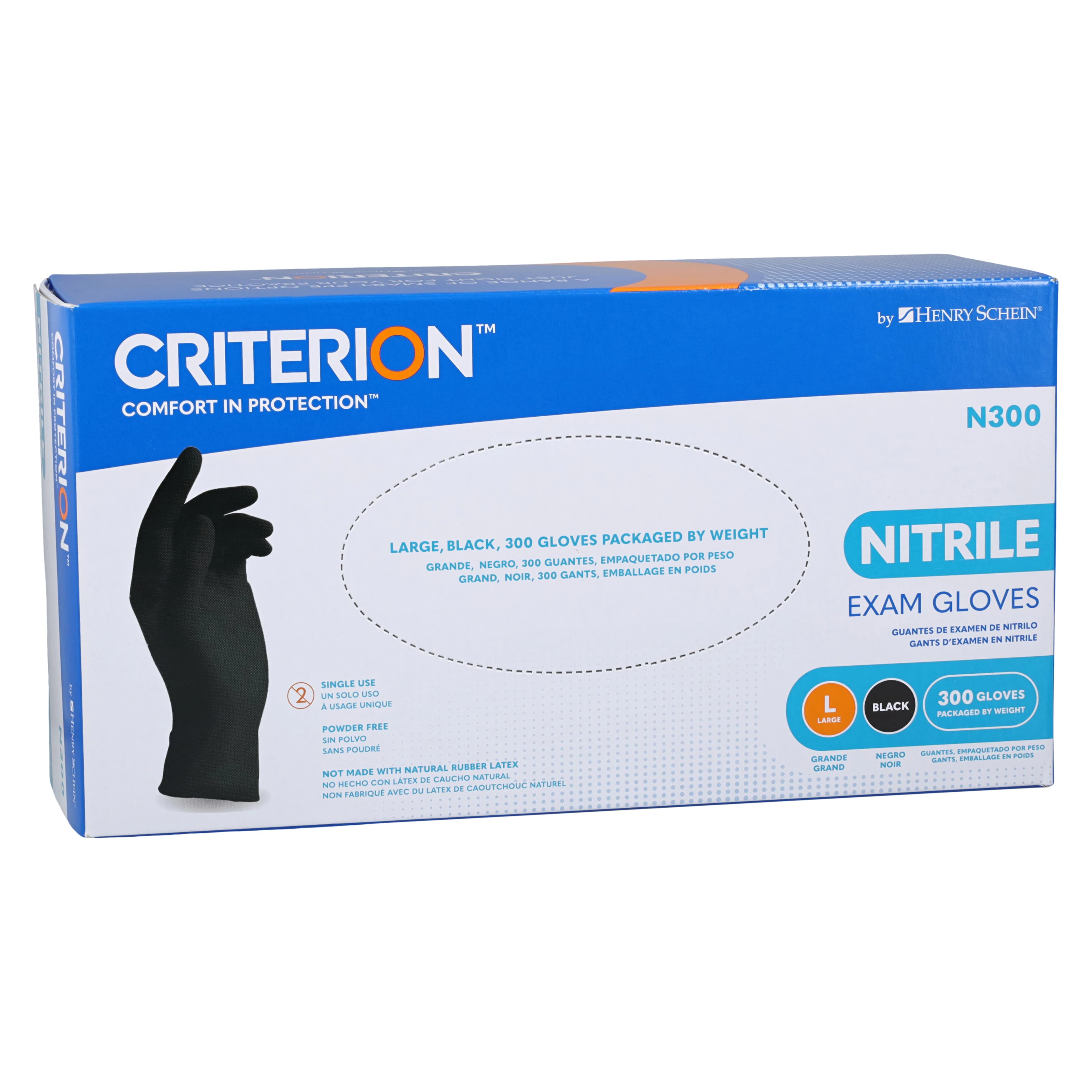 Criterion N300 Nitrile Exam Gloves, Powder Free, Non-Sterile, Large, Black, 300/Box thumbnail 4