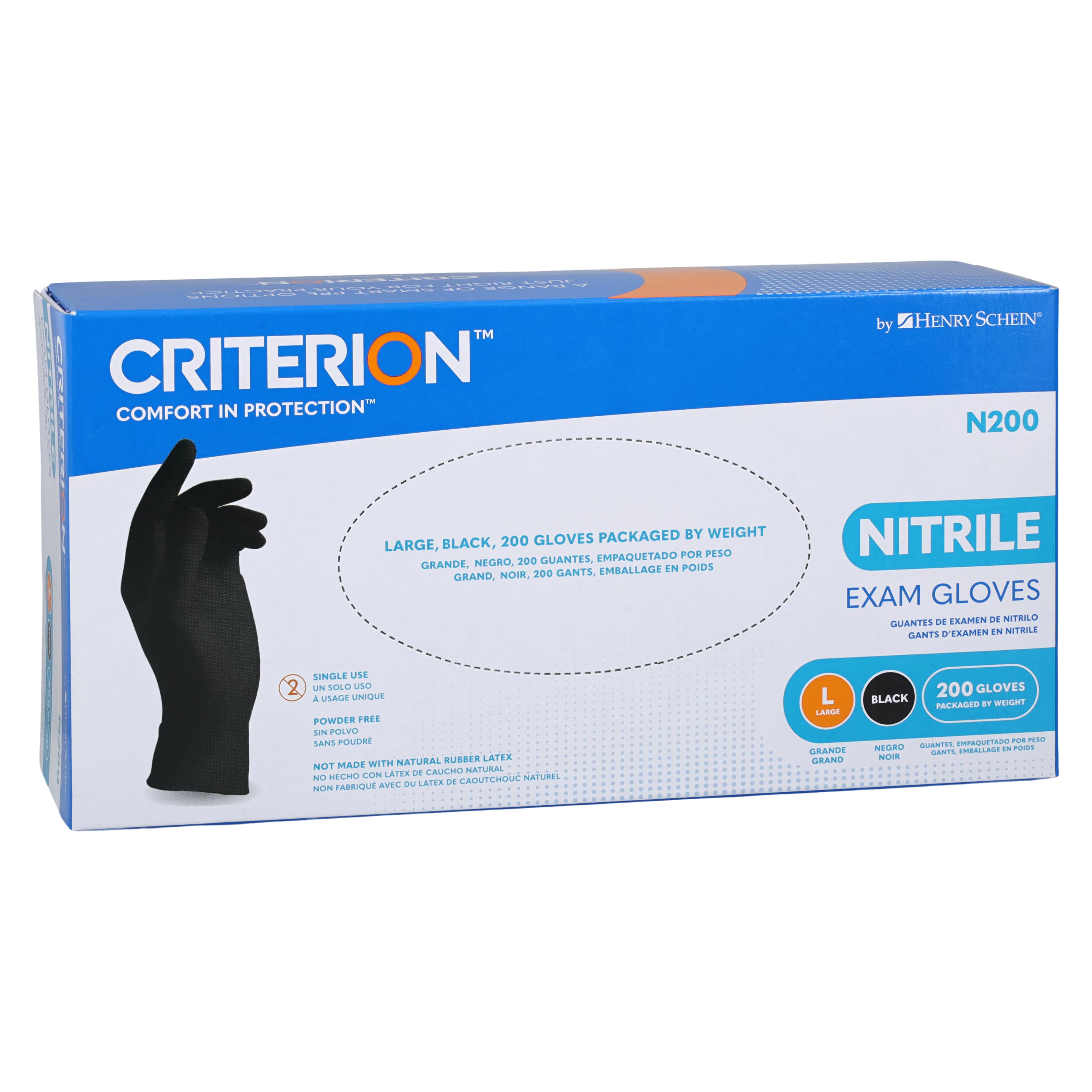 Criterion N200 Nitrile Exam Gloves, Powder Free, Non-Sterile, Large, Black, 200/Bx thumbnail 3