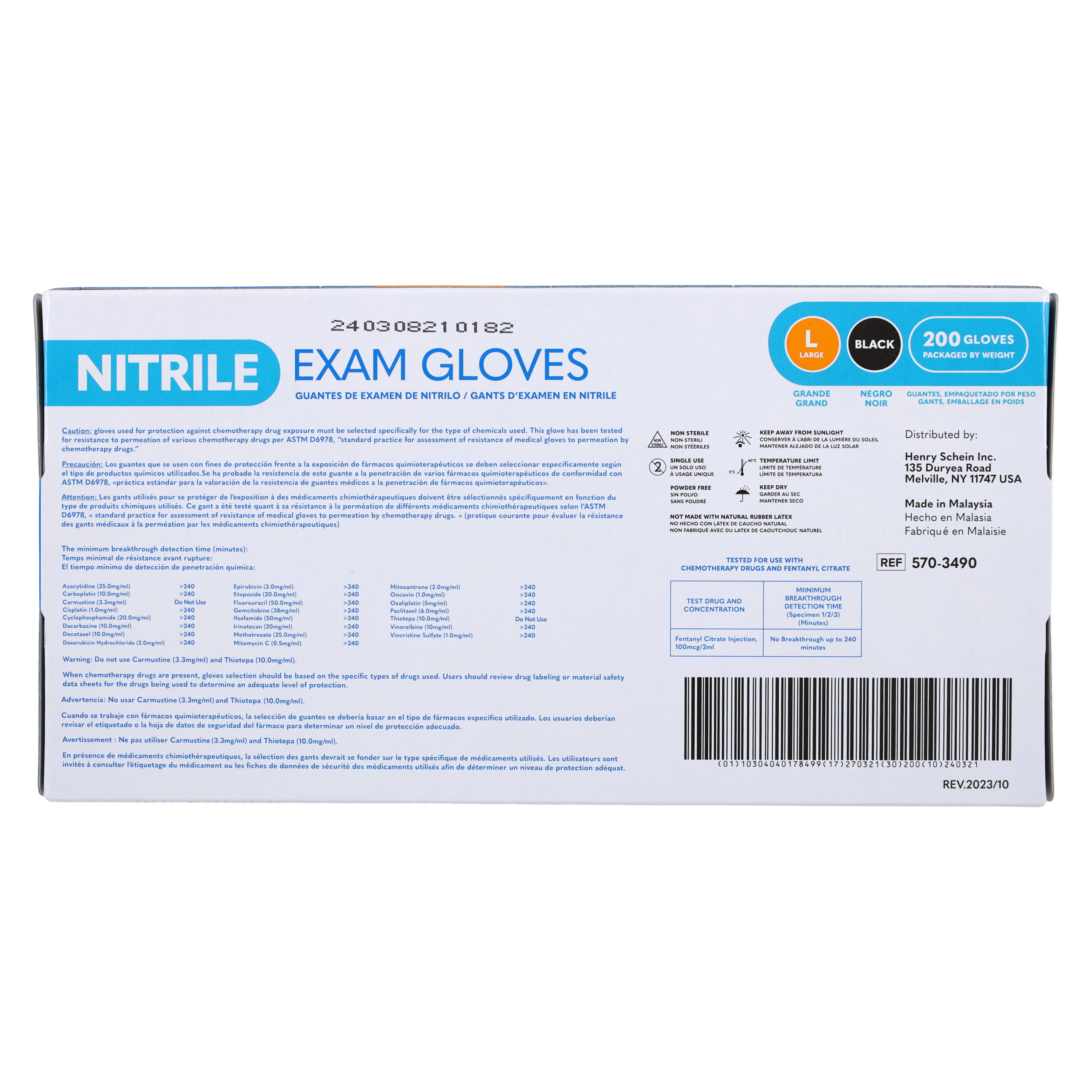Criterion N200 Nitrile Exam Gloves, Powder Free, Non-Sterile, Large, Black, 200/Bx thumbnail 6