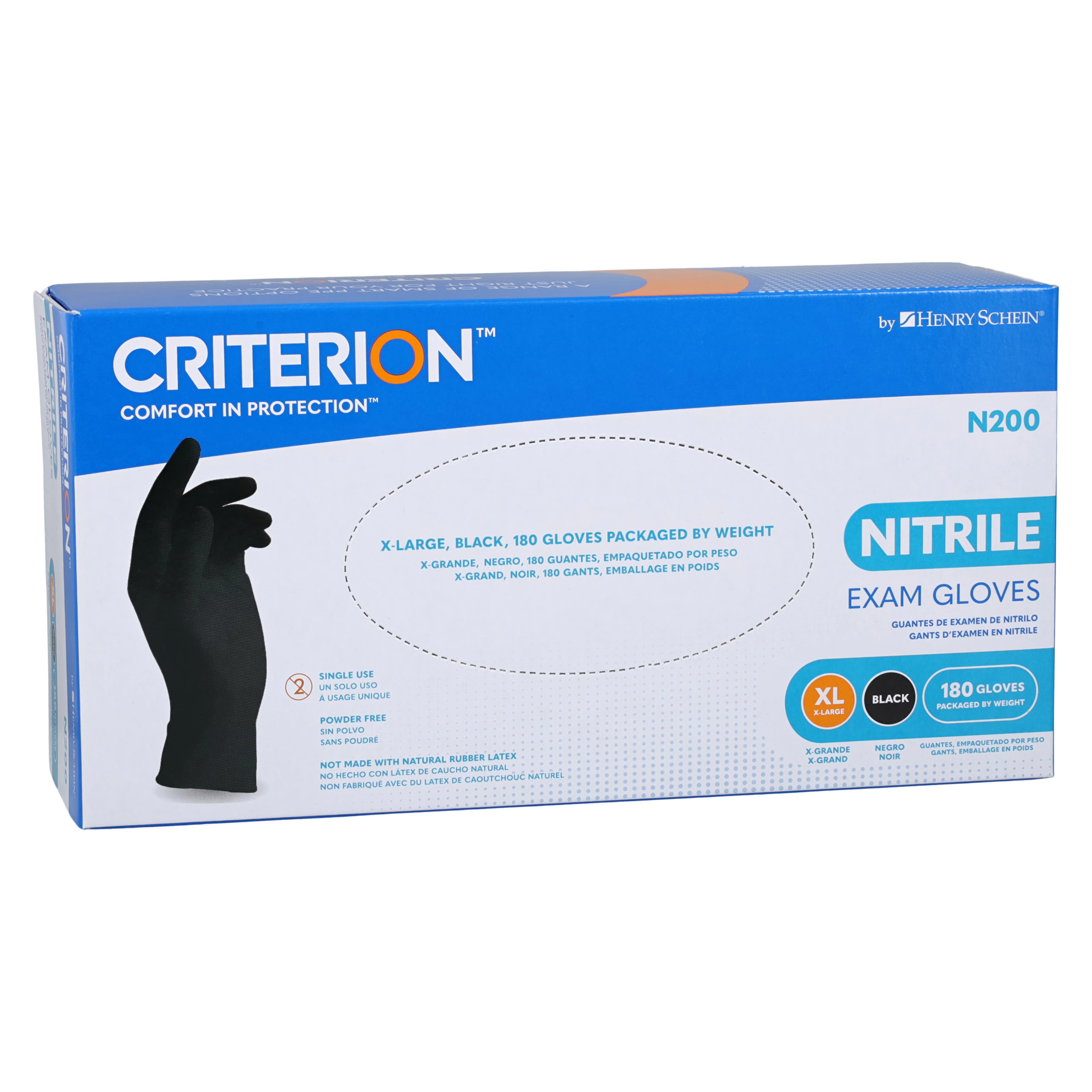 Criterion N200 Nitrile Exam Gloves, Powder Free, Non-Sterile, X-Large, Black, 200/Bx thumbnail 3
